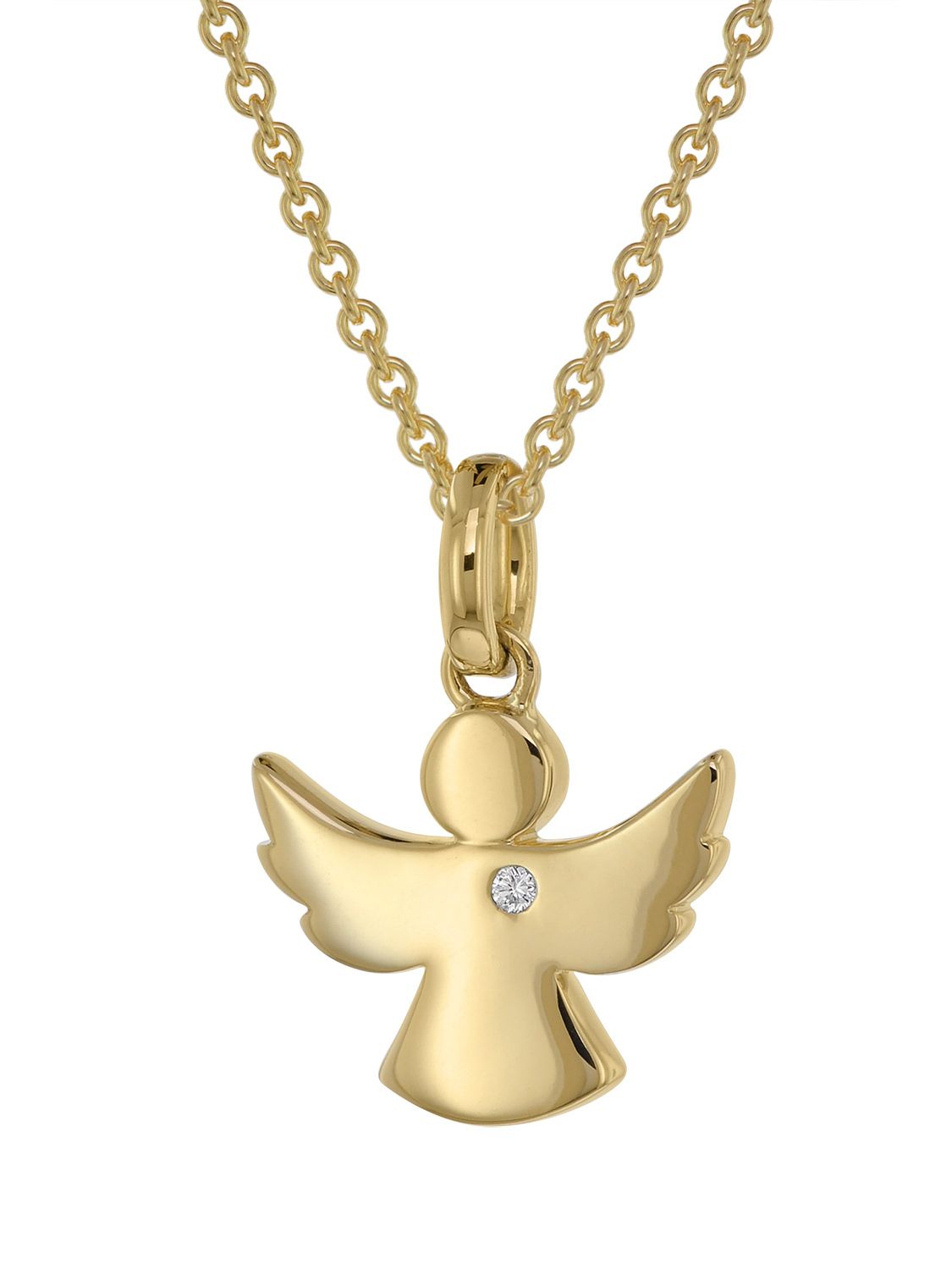 Baby Kinder Schutz Engel mit Kreuz Echt Gold 585 mit Silber Kette 925 vergoldet 