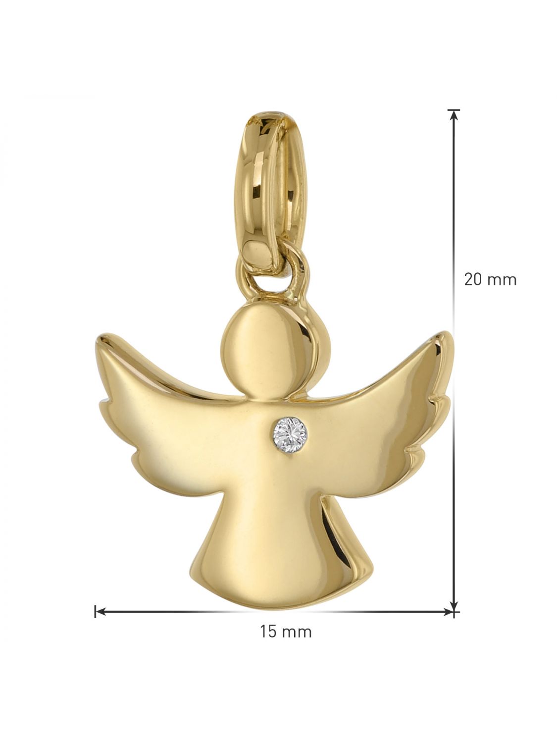 trendor Engel Anhänger mit Diamant Gold 585 + plattierte Silberkette 39401  • uhrcenter