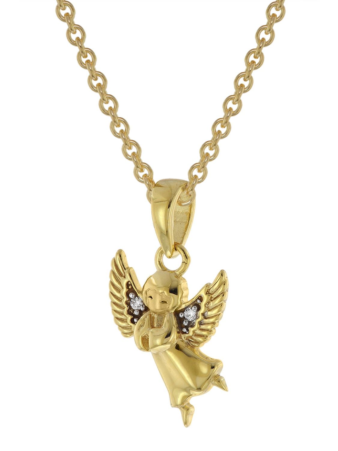 trendor Engel Anhänger Gold 333 / 8K + vergoldete Silber-Halskette 51144 •  uhrcenter
