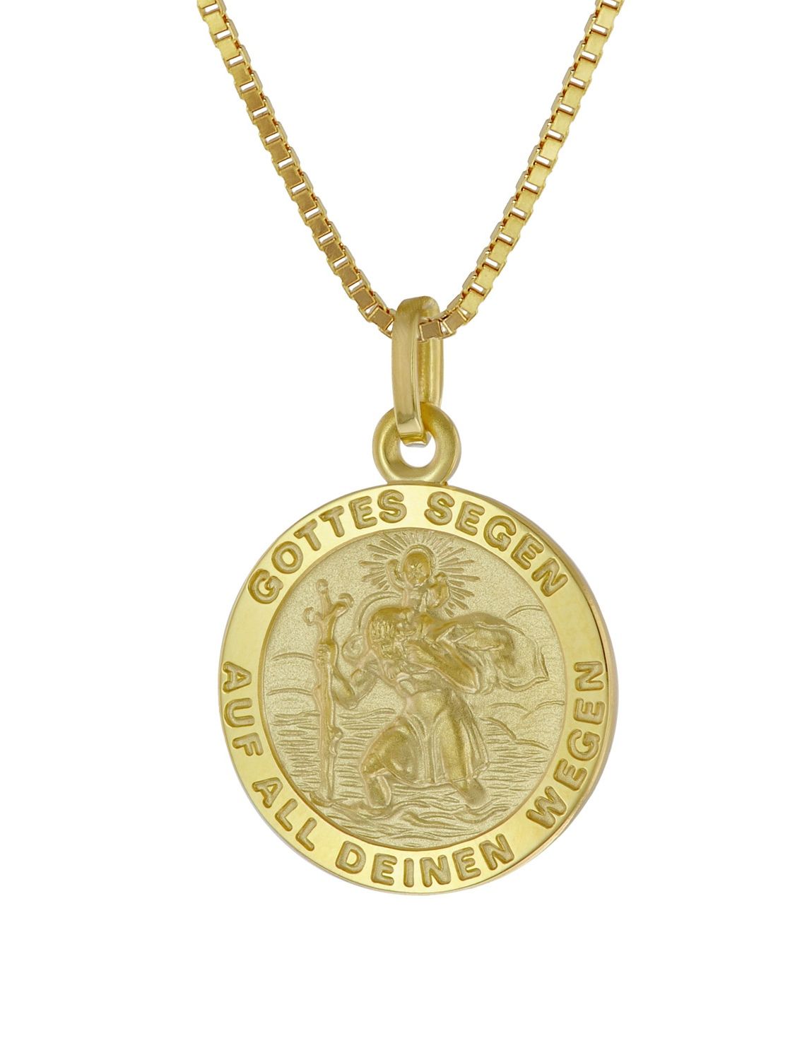 trendor Christophorus Anhänger Gold 333 mit vergoldeter Silber-Halskette  41374 • uhrcenter