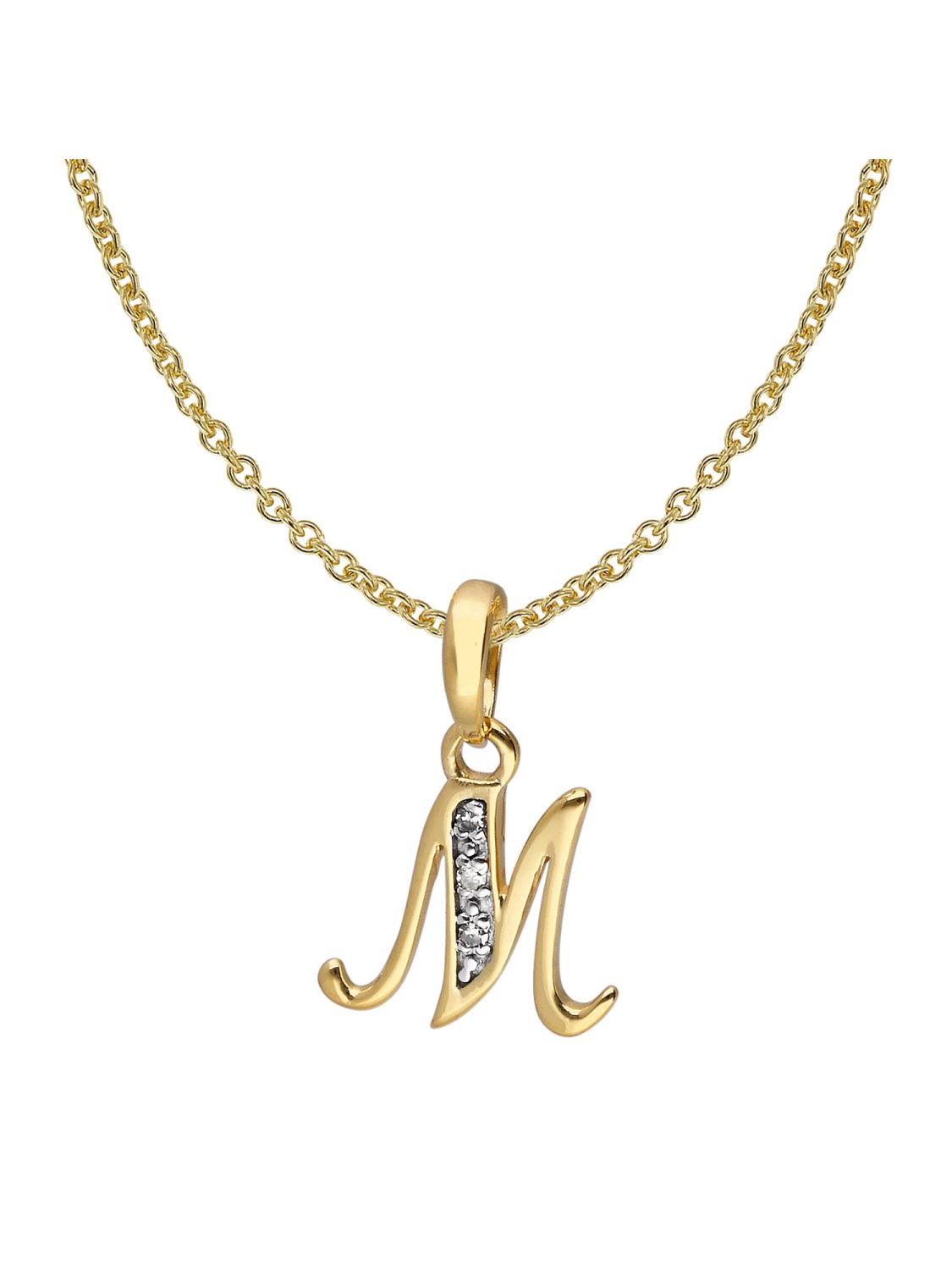 trendor Letter Pendant M 333/8K Gold with Gold-Plated Silver Chain