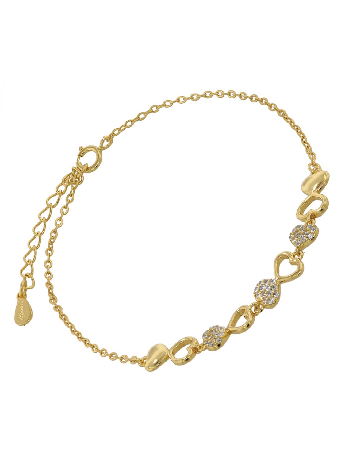 Ladies bracelet trendor 75850 Ladies' Bracelet Gold Plated Silver Heart Cubic Zirconias