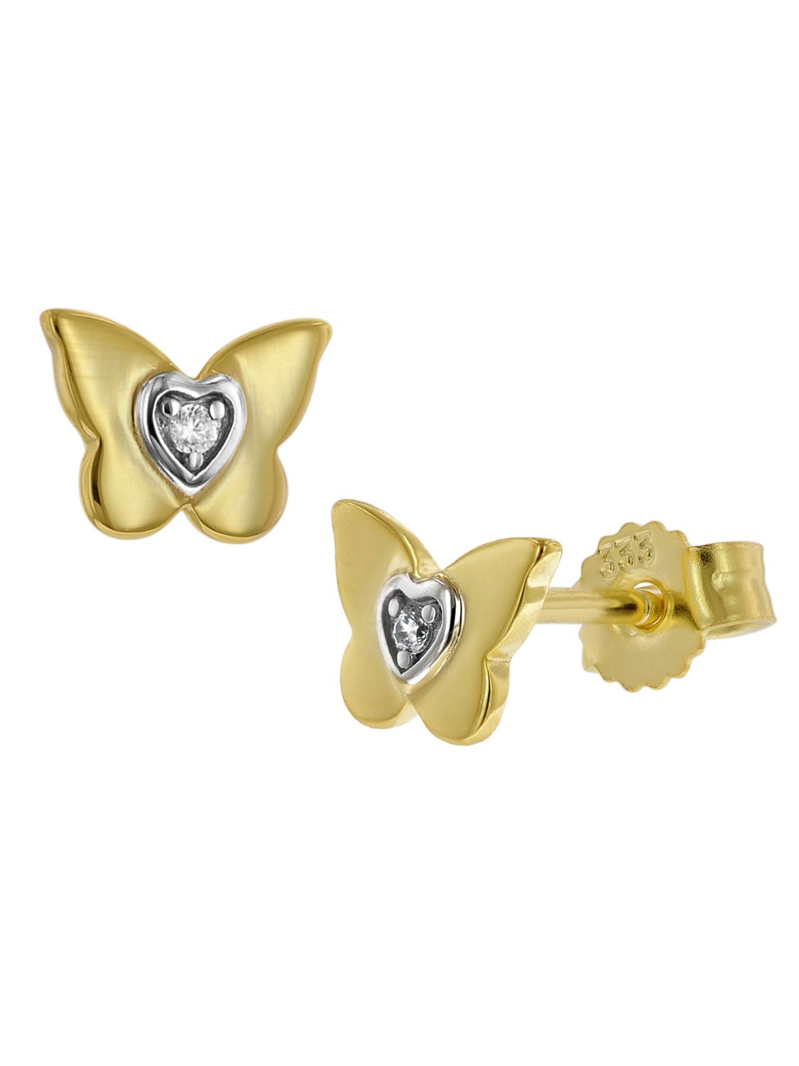 trendor Butterfly Stud Earrings for Girls Gold 333 (8 kt) 41198