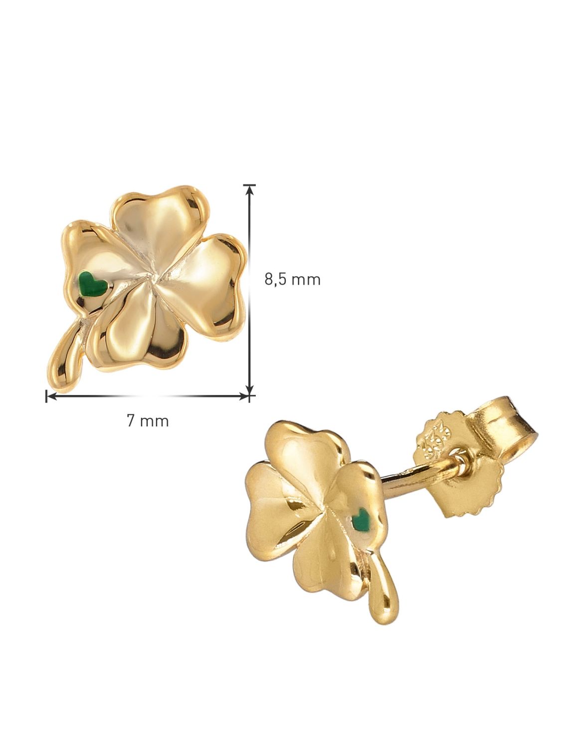 uhrcenter 41548 trendor Kinder-Ohrringe Gold • 333/8K Ohrstecker Kleeblatt