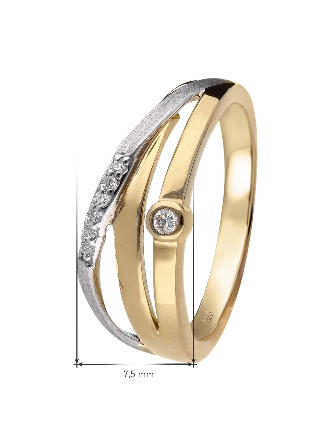 trendor Ladies\' Ring with Diamonds Gold 333/8K Two-Tone 15577 • uhrcenter