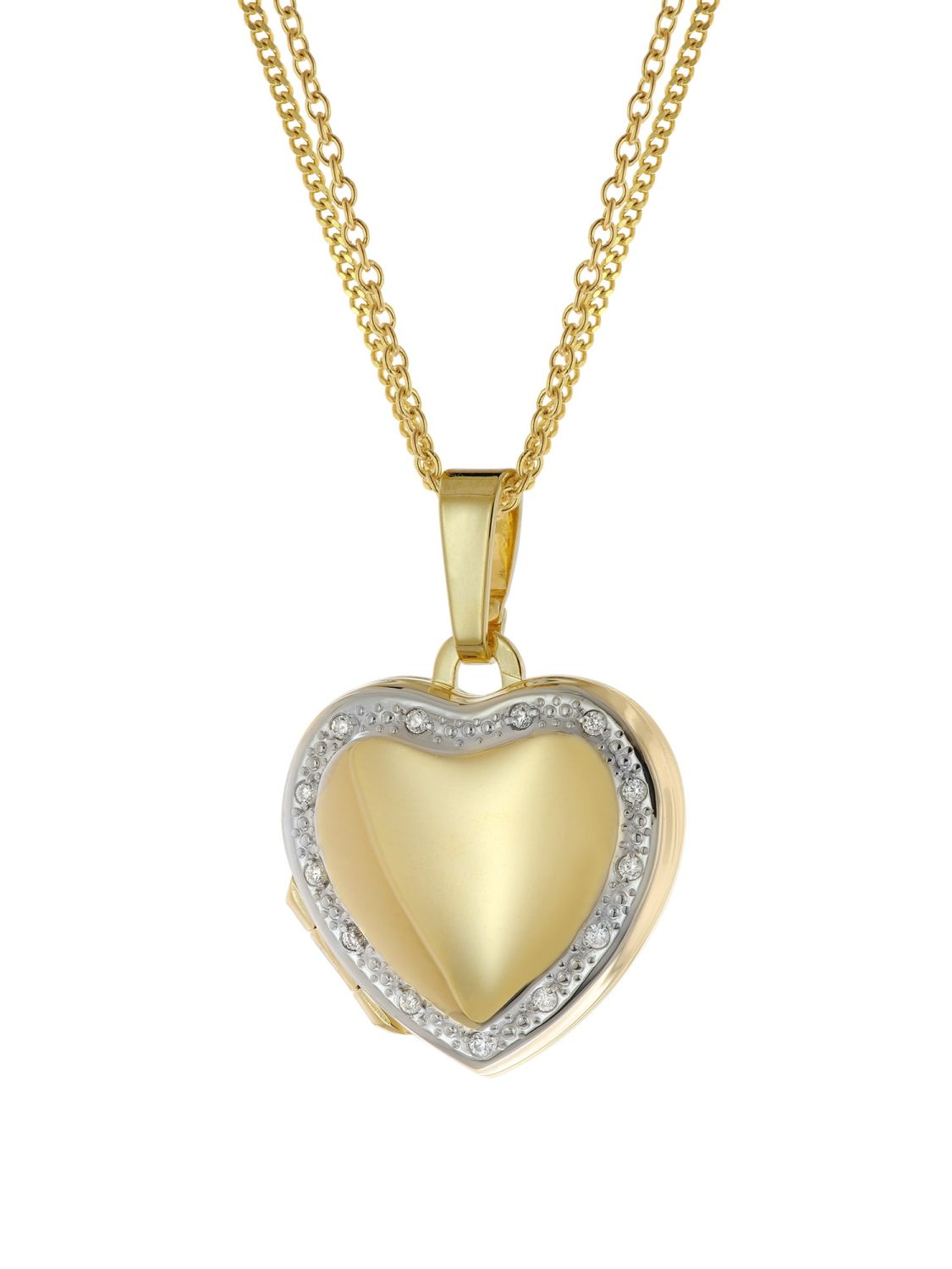 trendor Halskette mit Herz-Medaillon Gold auf Silber 925 15644