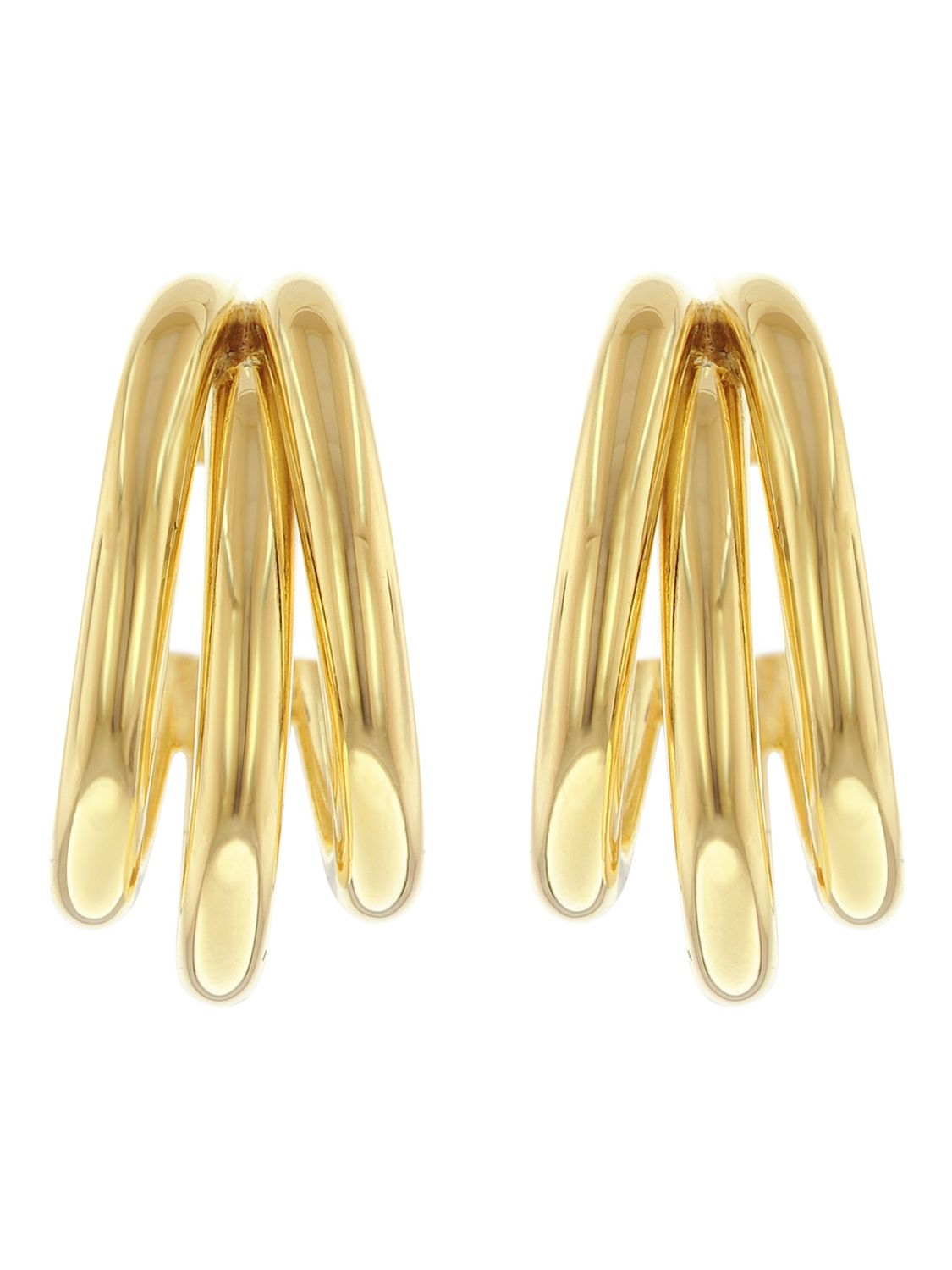 9ct Gold 4x20mm Satin Half Round Hoop Earrings | Angus & Coote