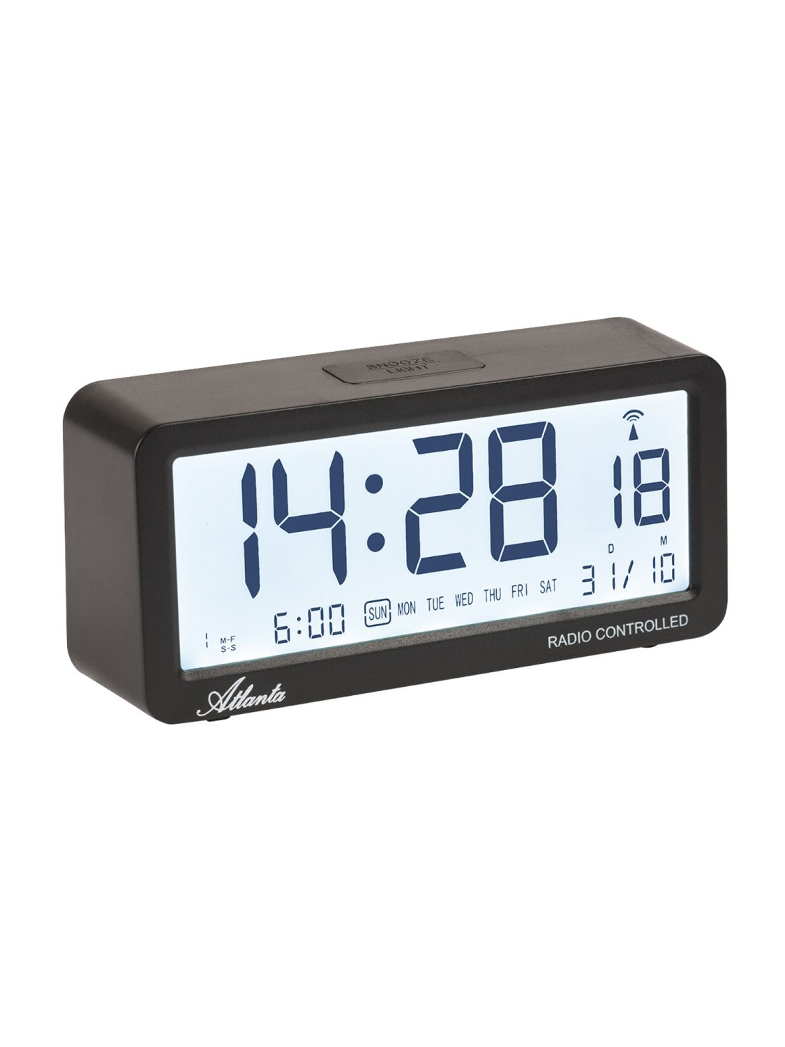 ATLANTA 1879/7 Digital Alarm Clock Radio Controlled Black