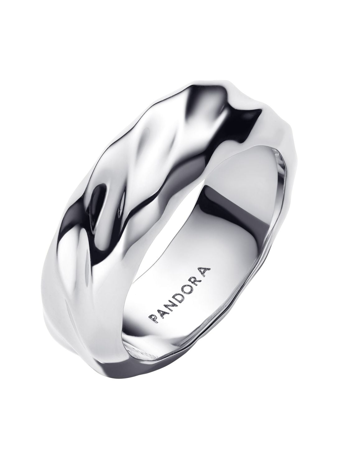 Pandora Wide Band Ring for Women Rippled Silver 193886C00 • uhrcenter