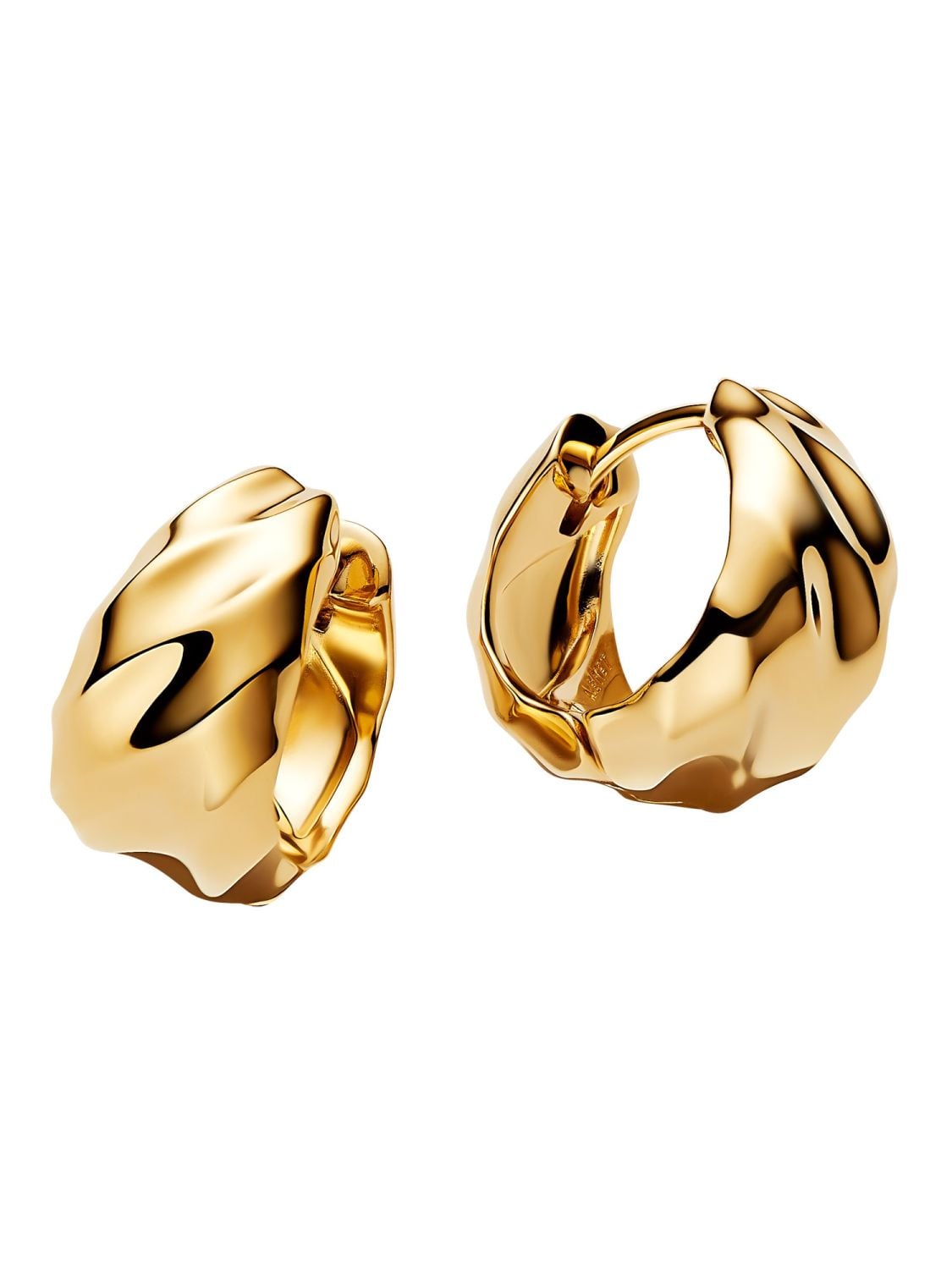 Pandora Women's Hoop Earrings Rippled Gold Tone 263874C00 • uhrcenter