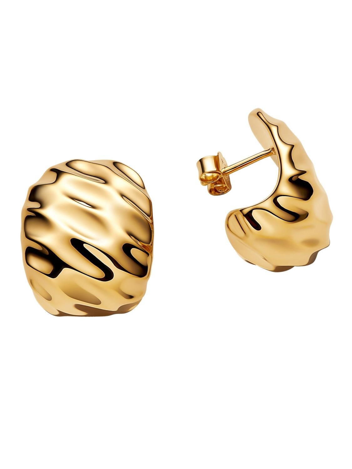 Pandora Women's Hoop Earrings Rippled Gold Tone 263879C00 • uhrcenter