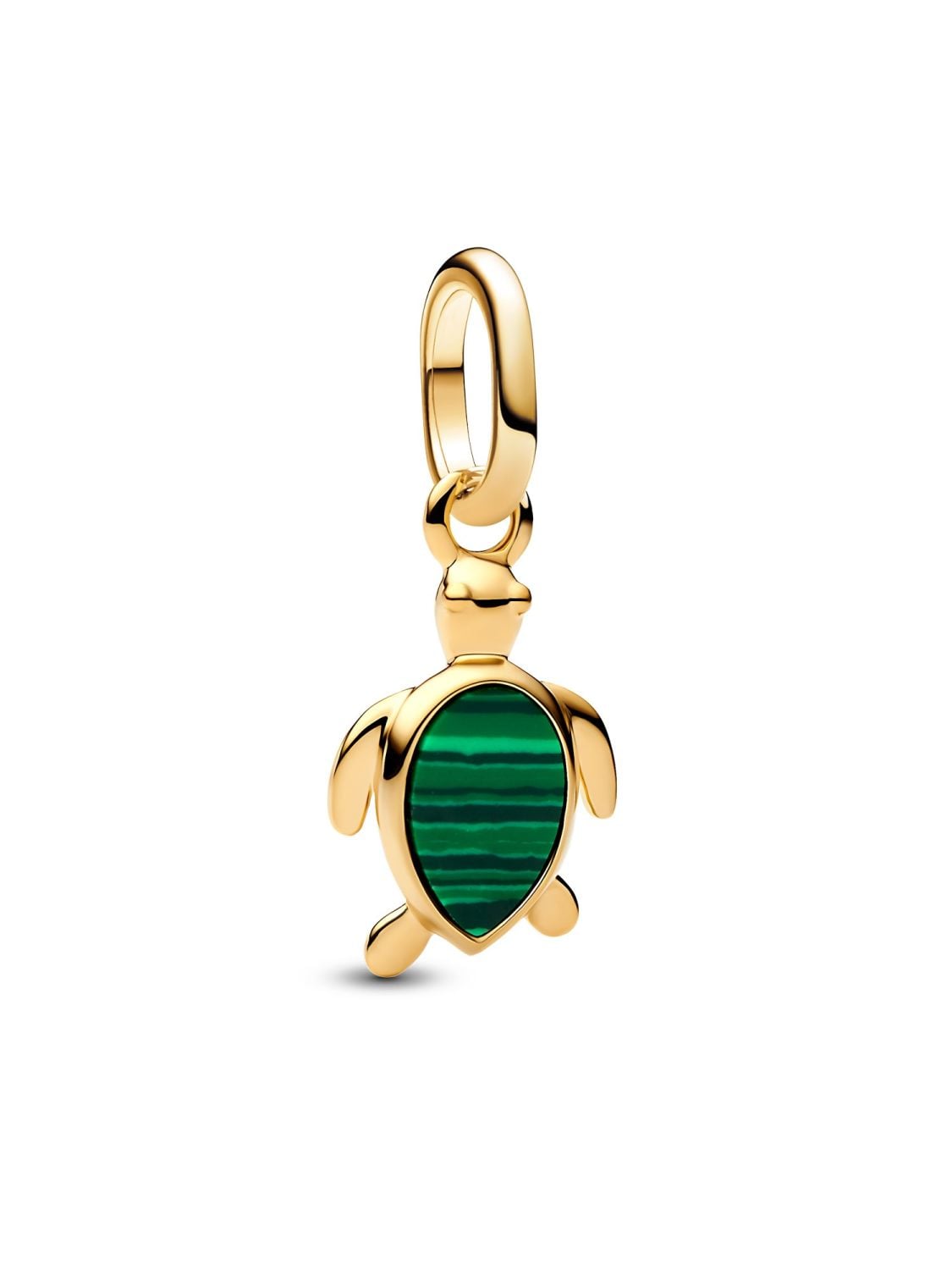 Pandora Mini Dangle Charm Green Turtle Gold Tone 763823C01 • uhrcenter