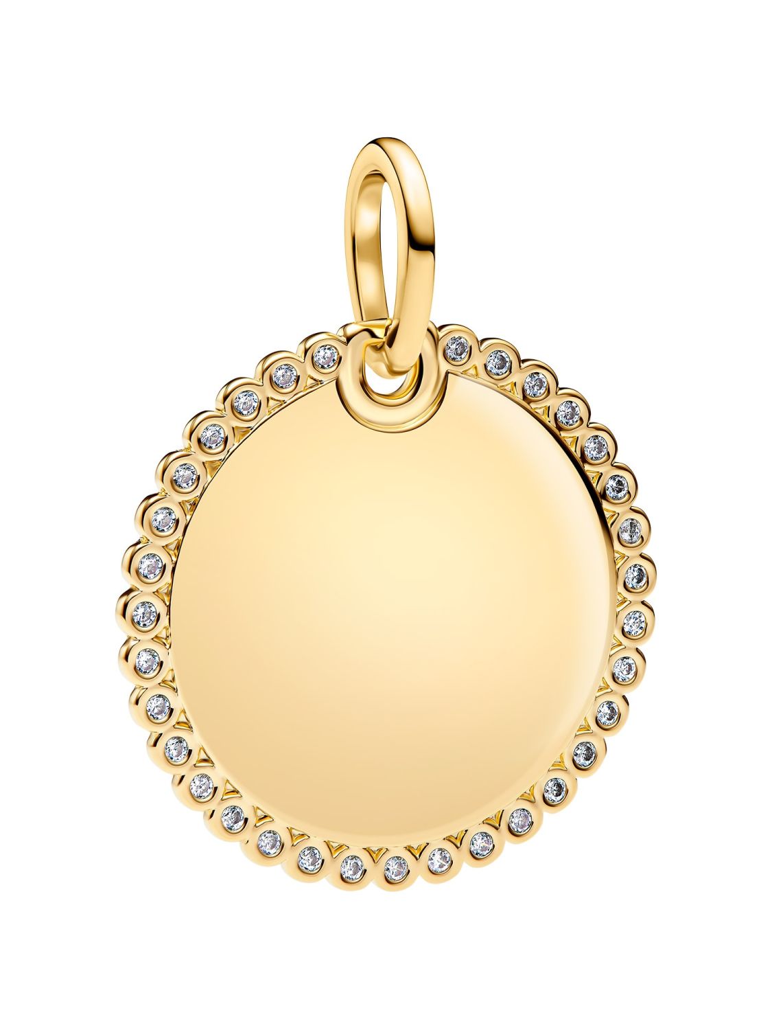 Pandora Pendant Gold Tone Engravable Round Tag 364007C01 • uhrcenter