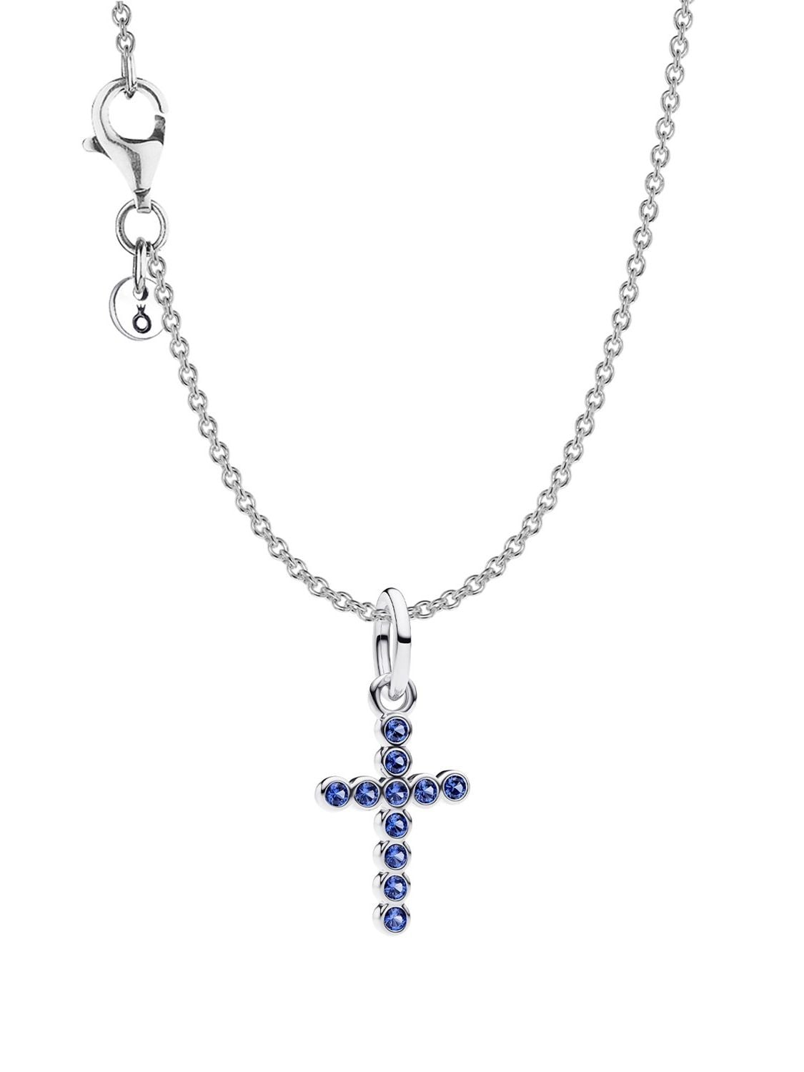Pandora Ladies' Necklace Cross Silver with Blue Stones Gift Set