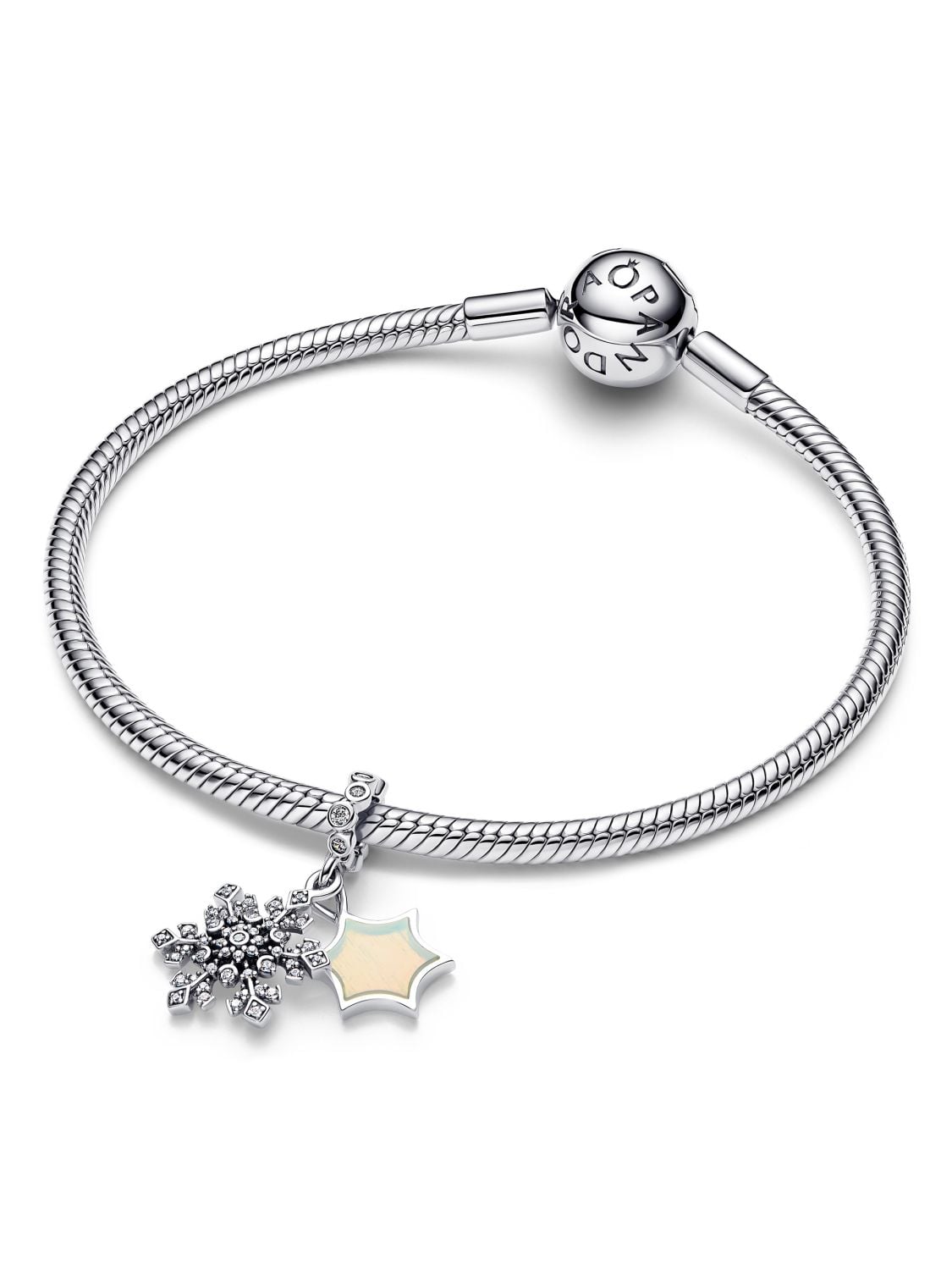 Pandora Dangle Charm Silver Opalescent Snowflake