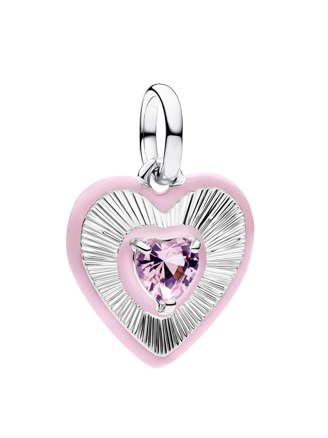 Pandora Silver Pendant Radiating Heart Pink 794409C01