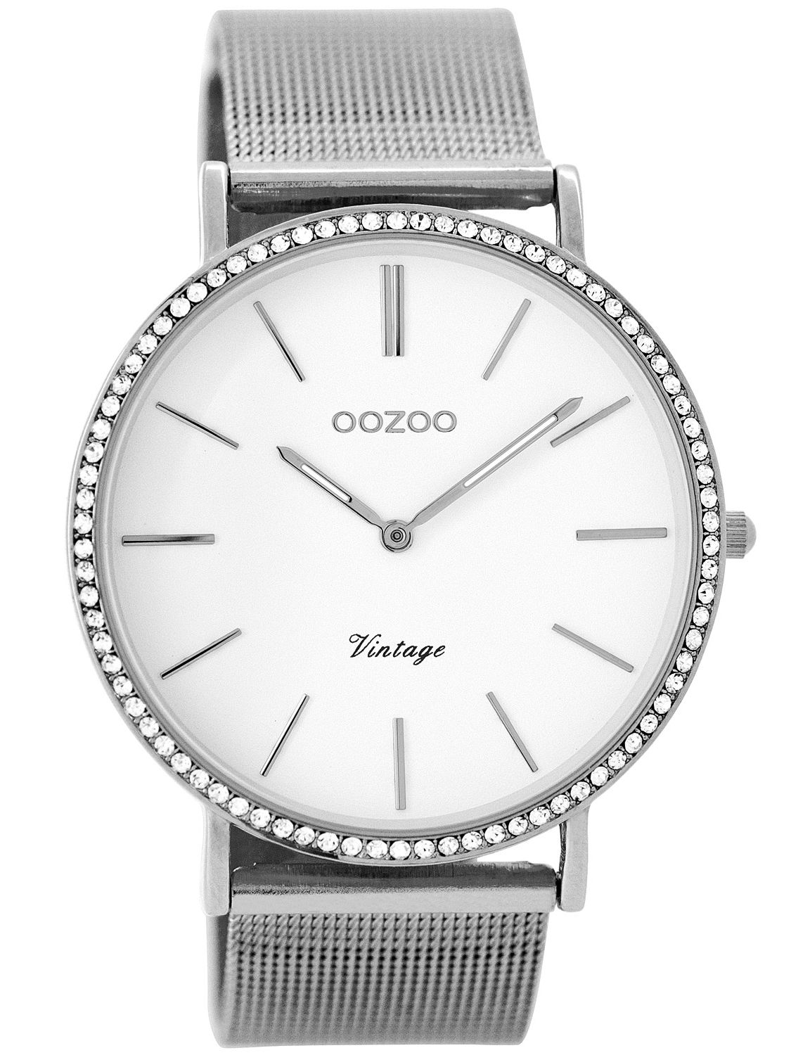 Oozoo C80 Damen Armbanduhr Vintage Silber Weiss 40 Mm
