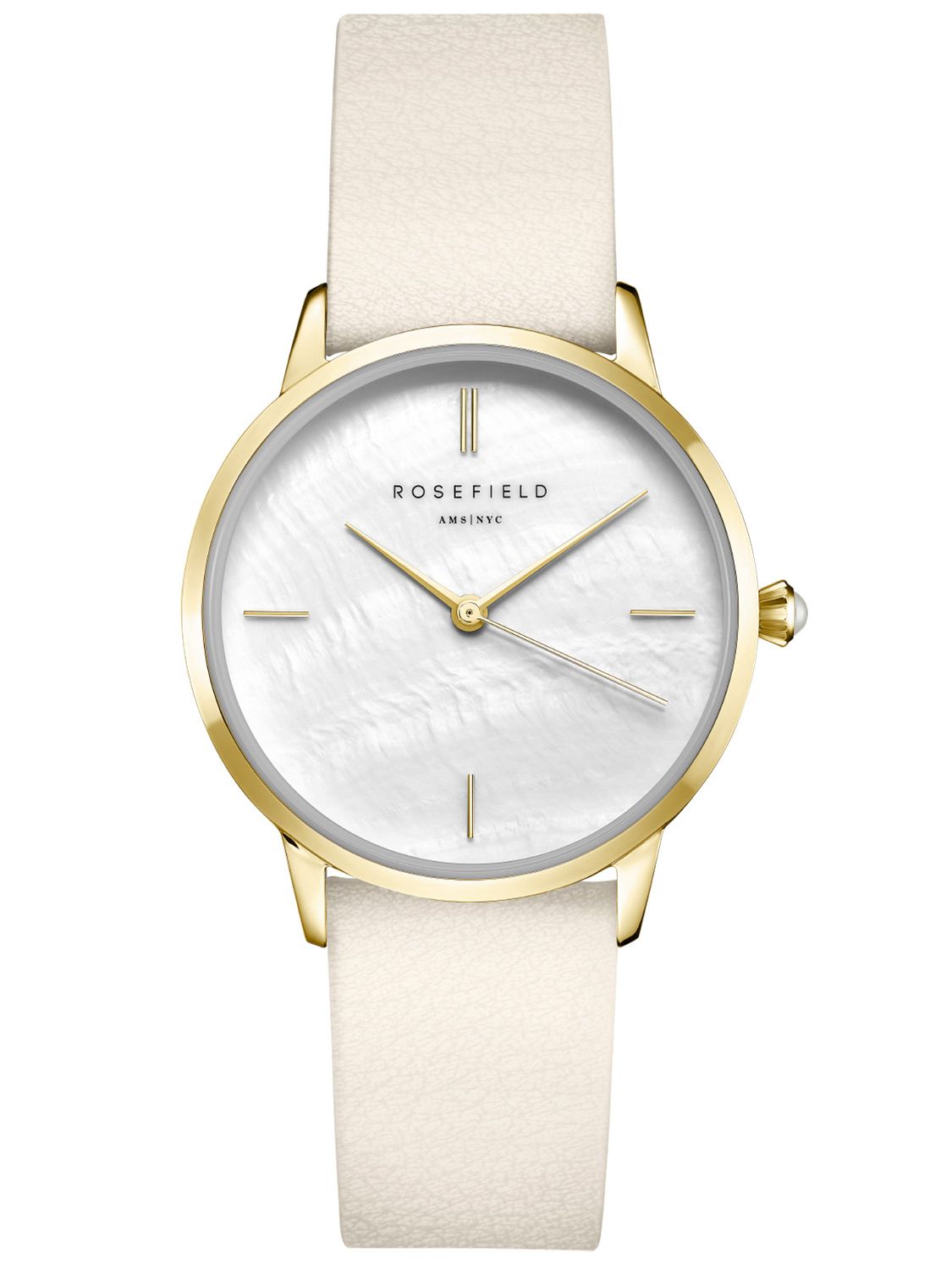Rosefield Women's Watch Pearl Edit Leather Strap Gold Tone RMBLG