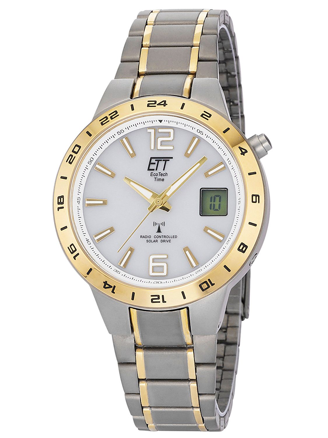 ETT Eco Tech Time Radio-Controlled Solar Watch Titanium Two-Colour 