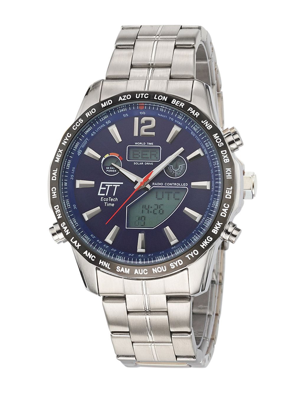 ETT Eco Tech Time Radio-Controlled Solar Men's Watch Discovery Steel/Blue  EGS-11478-31M • uhrcenter