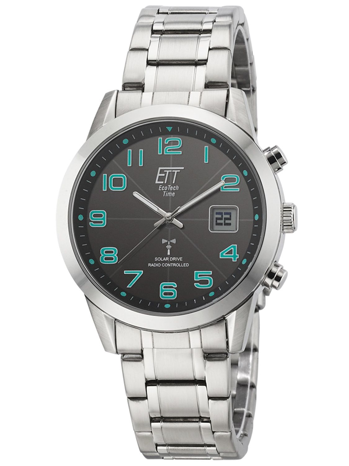 ETT Eco Tech Time Basic EGS-11500-22M Radio-Controlled Watch Solar Men\'s Steel/Black
