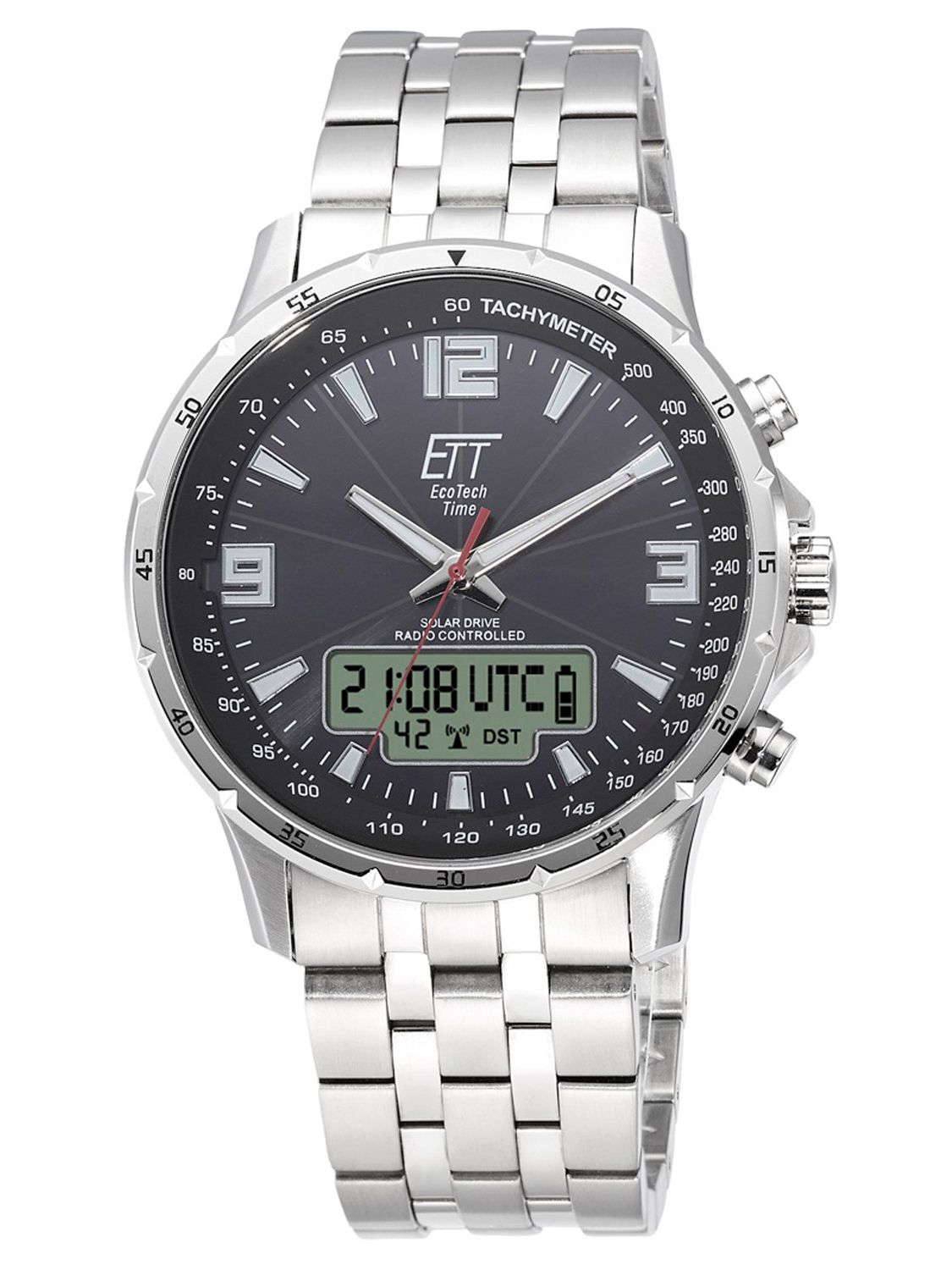 ETT Eco Tech Time Radio-Controlled Solar Men's Watch Steel/Black EGS-11551-21M  • uhrcenter