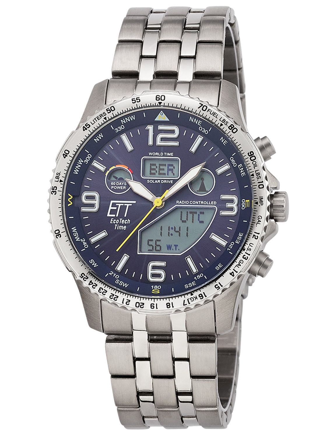 ETT Eco Tech Time Radio-Controlled Solar Men's Watch Titanium/Blue  EGT-11575-31M • uhrcenter