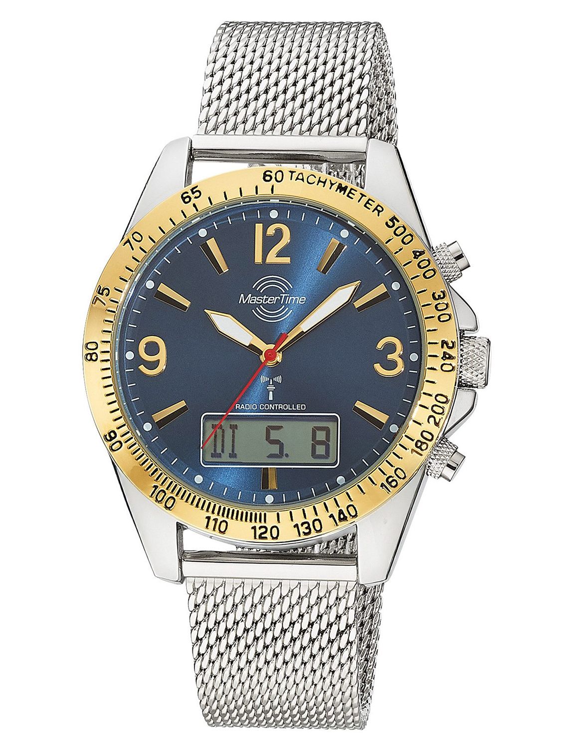 Master Time Herren Funkuhr Titan - Analog-Digital Mit Blauem Zifferblatt MTGT-10953
