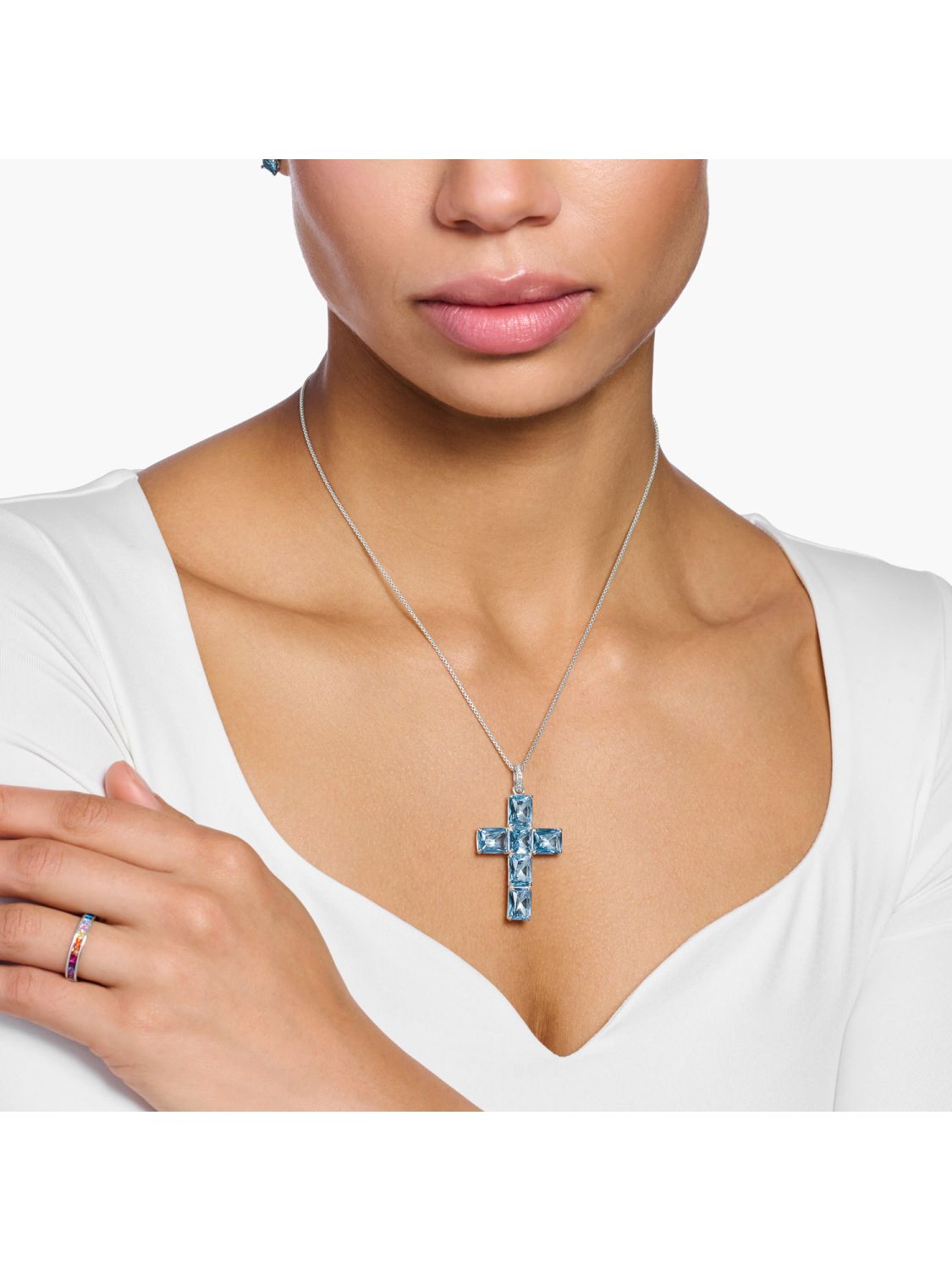 Sterling Silver Pink CZ Cross Crucifix Necklace Pendant Thomas Sabo  SPARKLE! | eBay