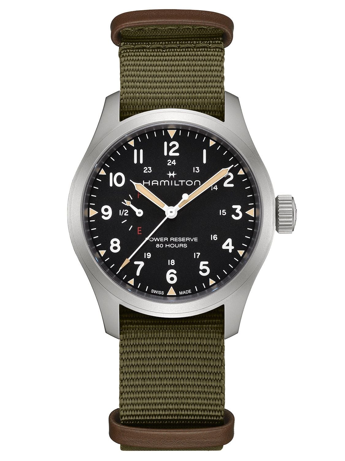Hamilton Mens Watch Hand-Winding Mechanical Power Reserve Green
