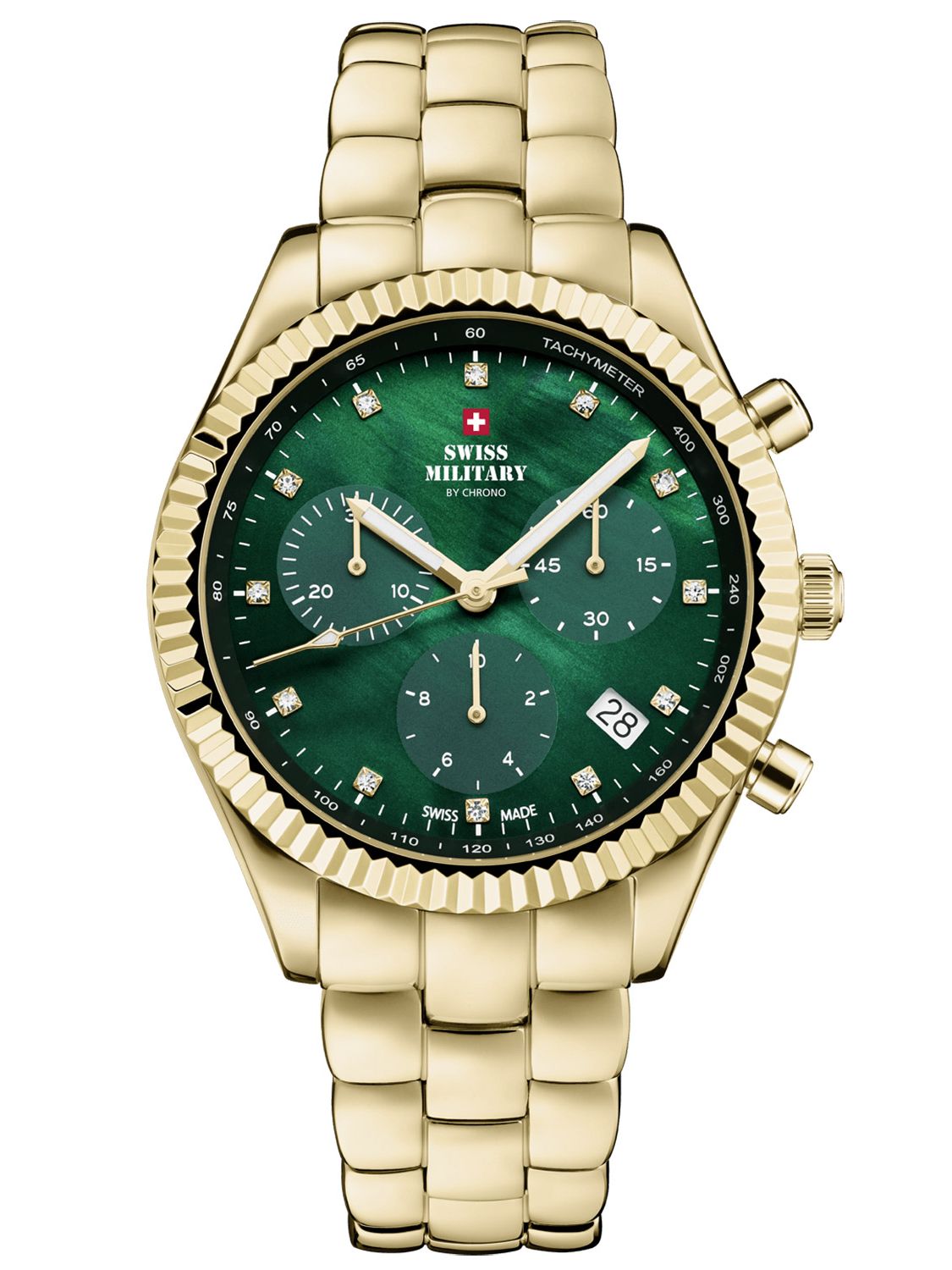 Swiss Military by Chrono Women s Watch Chronograph Gold Tone Green