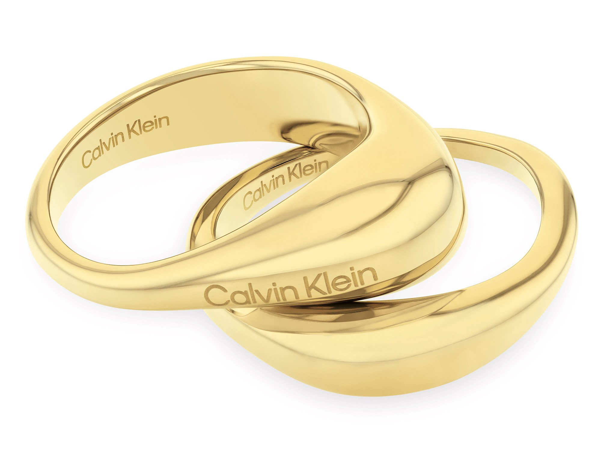 CALVIN KLEIN 35000448 Damenring-Set Edelstahl Goldfarben Elongated Drops