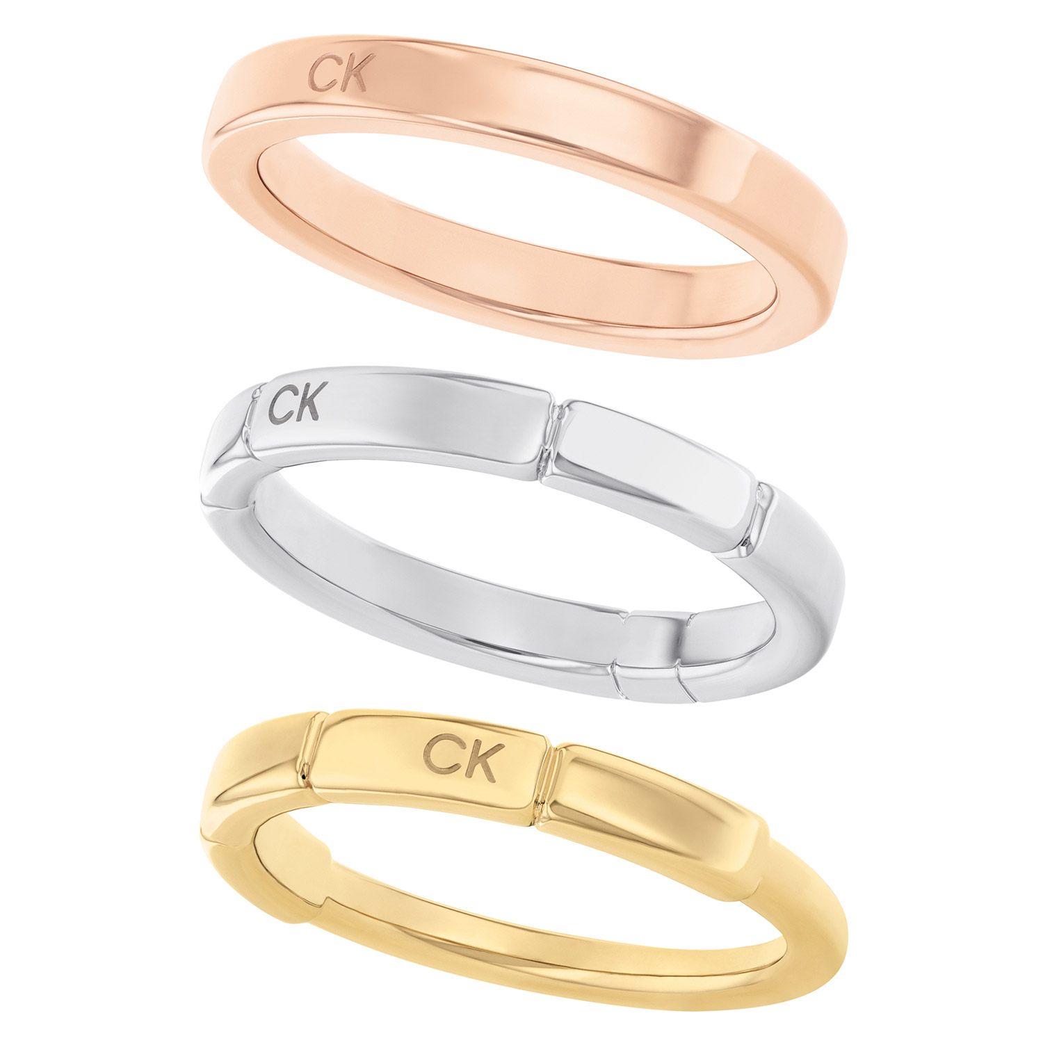 Calvin Klein 35000458 Damen Ring-Set Tricolor Soft Squares