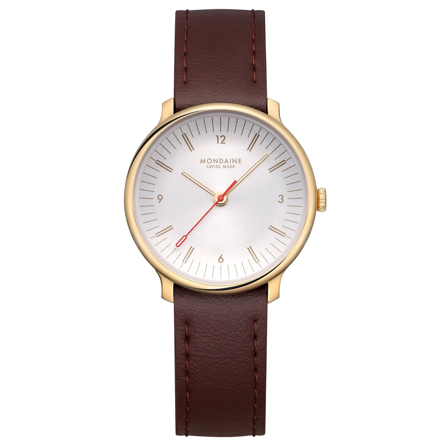 Mondaine MLE.33110.LGV Quarzuhr für Damen Doppio Braun/Goldfarben 33 mm