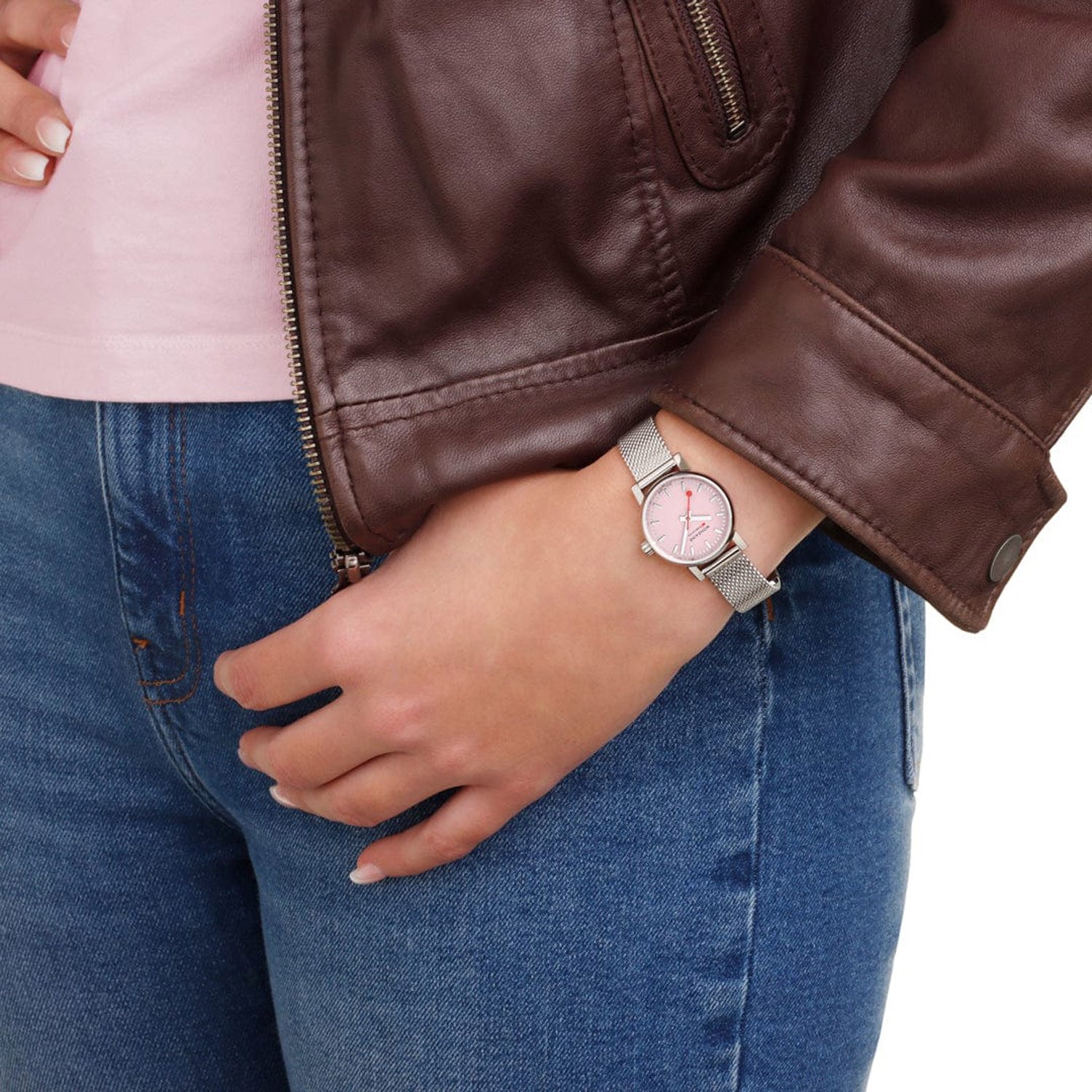 Mondaine Damenuhr evo2 Milanaiseband Rosa 26 mm MSE.26130.SM 
