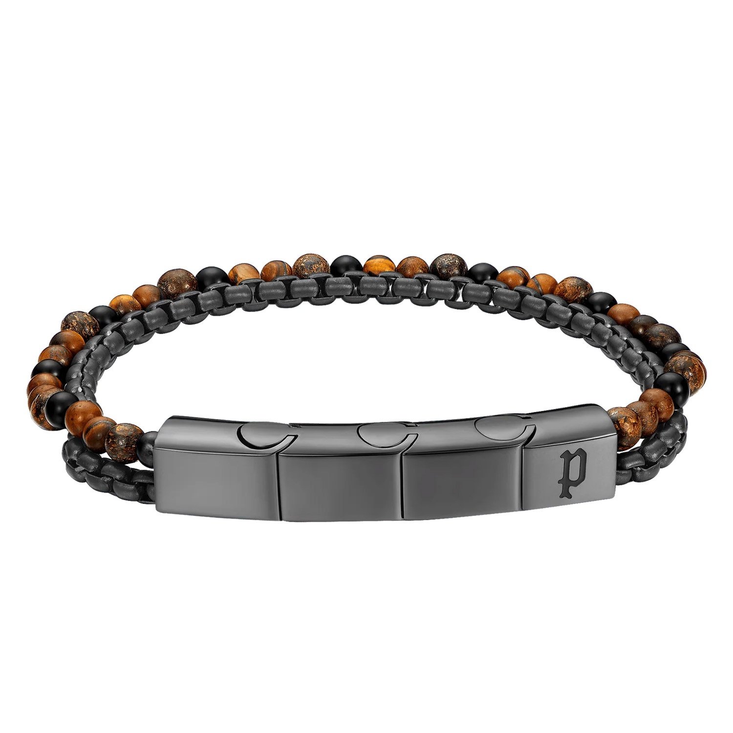 Police PEAGB0039701 Herrenarmband Edelstahl mit Tigerauge Double Impact