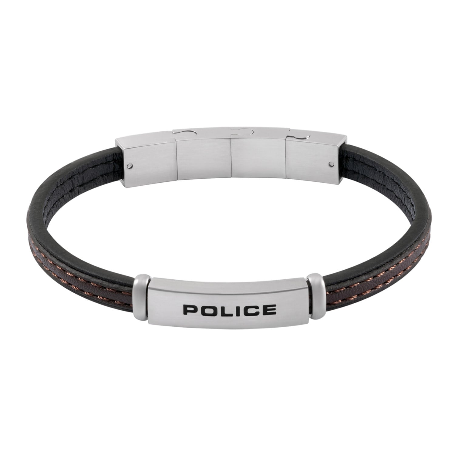Police PEAGB0079202 Herrenarmband Recall Leder Schwarz/Braun