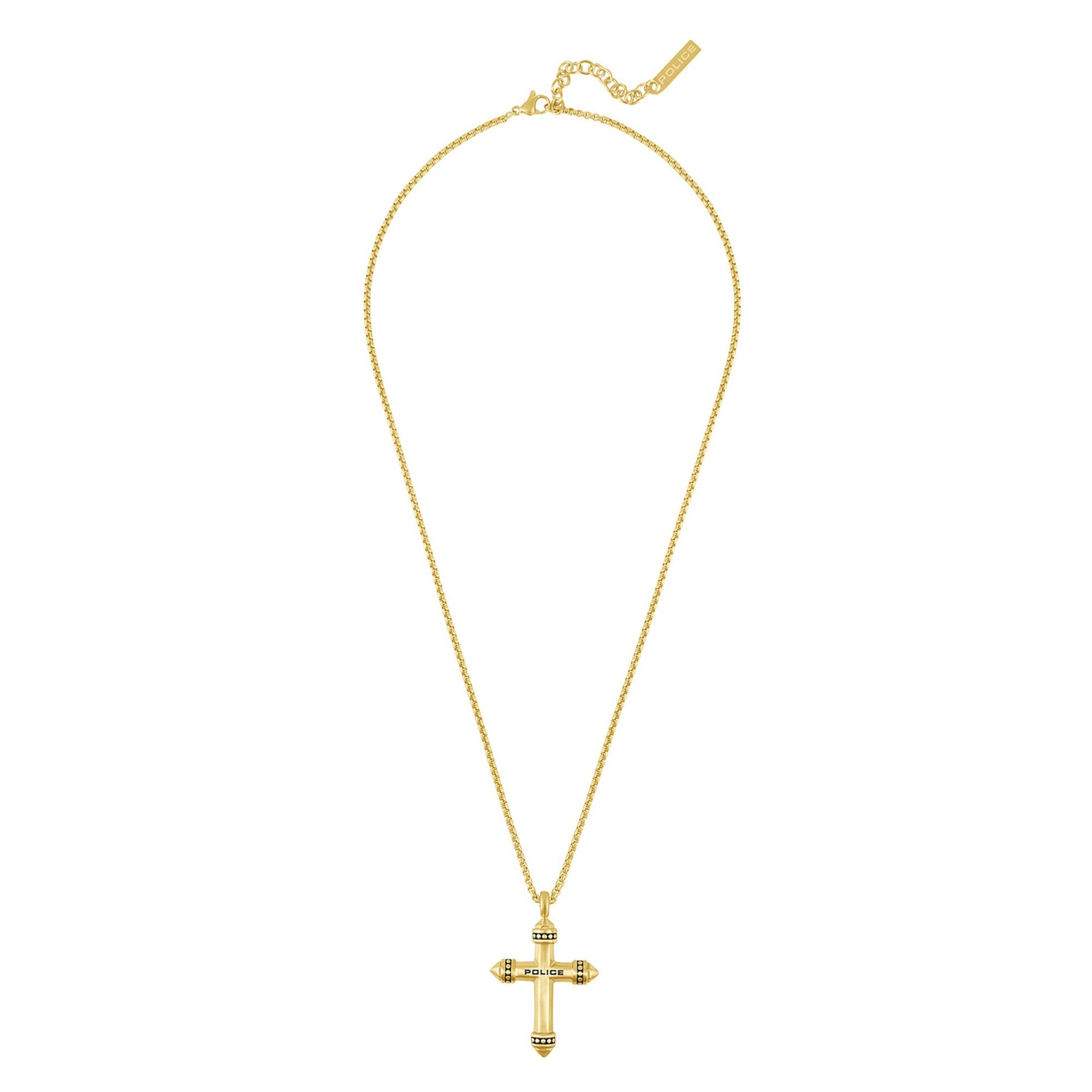 Police PEAGN0078902 Herren-Kette Crossrange Kreuz Goldfarben