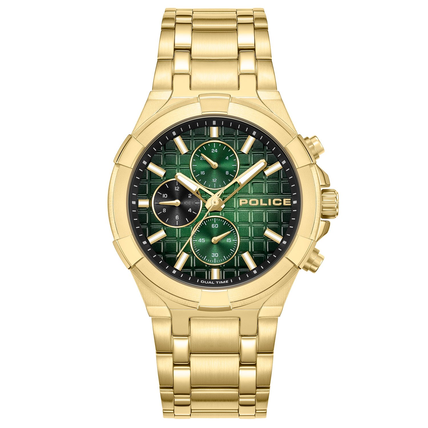 Police PEWGK0082003 Herrenuhr Dualtime Guardian Goldfarben