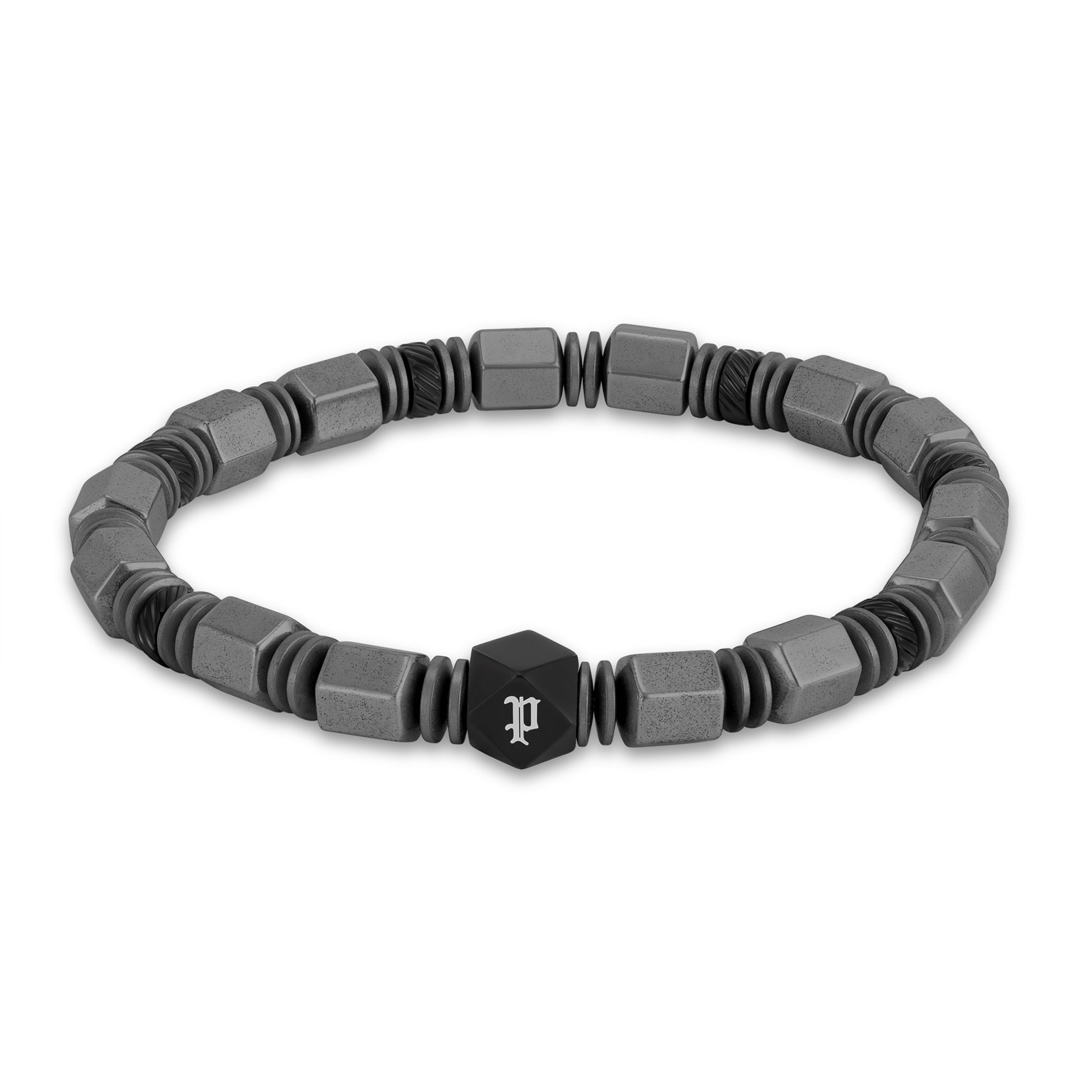 Police PEAGB0083401 Herren-Armband Hexchain Grau/Schwarz