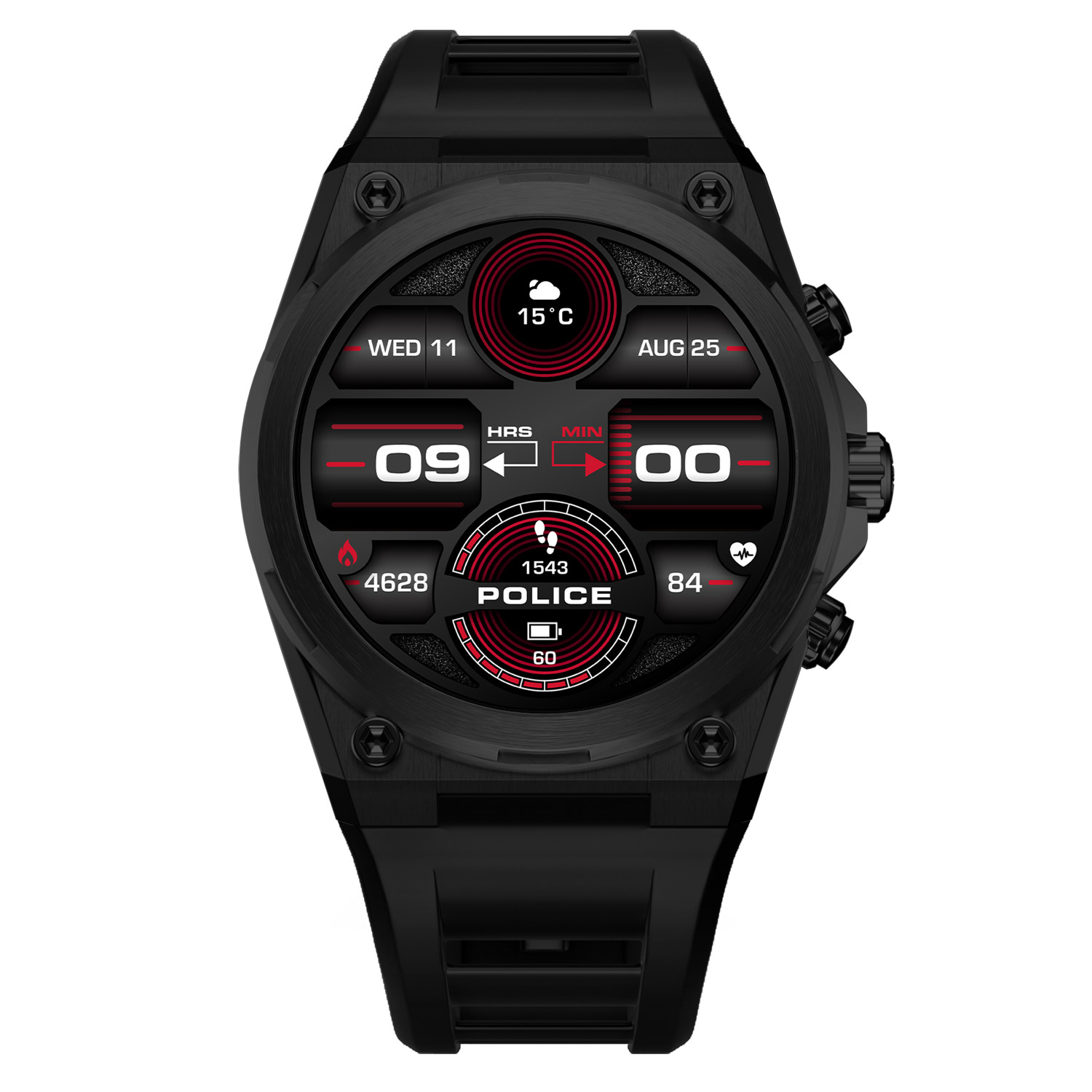Police Police PEIUN0003X2 Herren Smartwatch My.Avatar 2.0 Schwarz/Rot