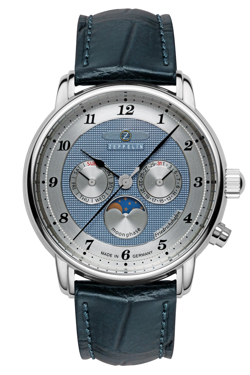 Zeppelin 8536-3 Herrenuhr Friedrichshafen Mondphase Blau