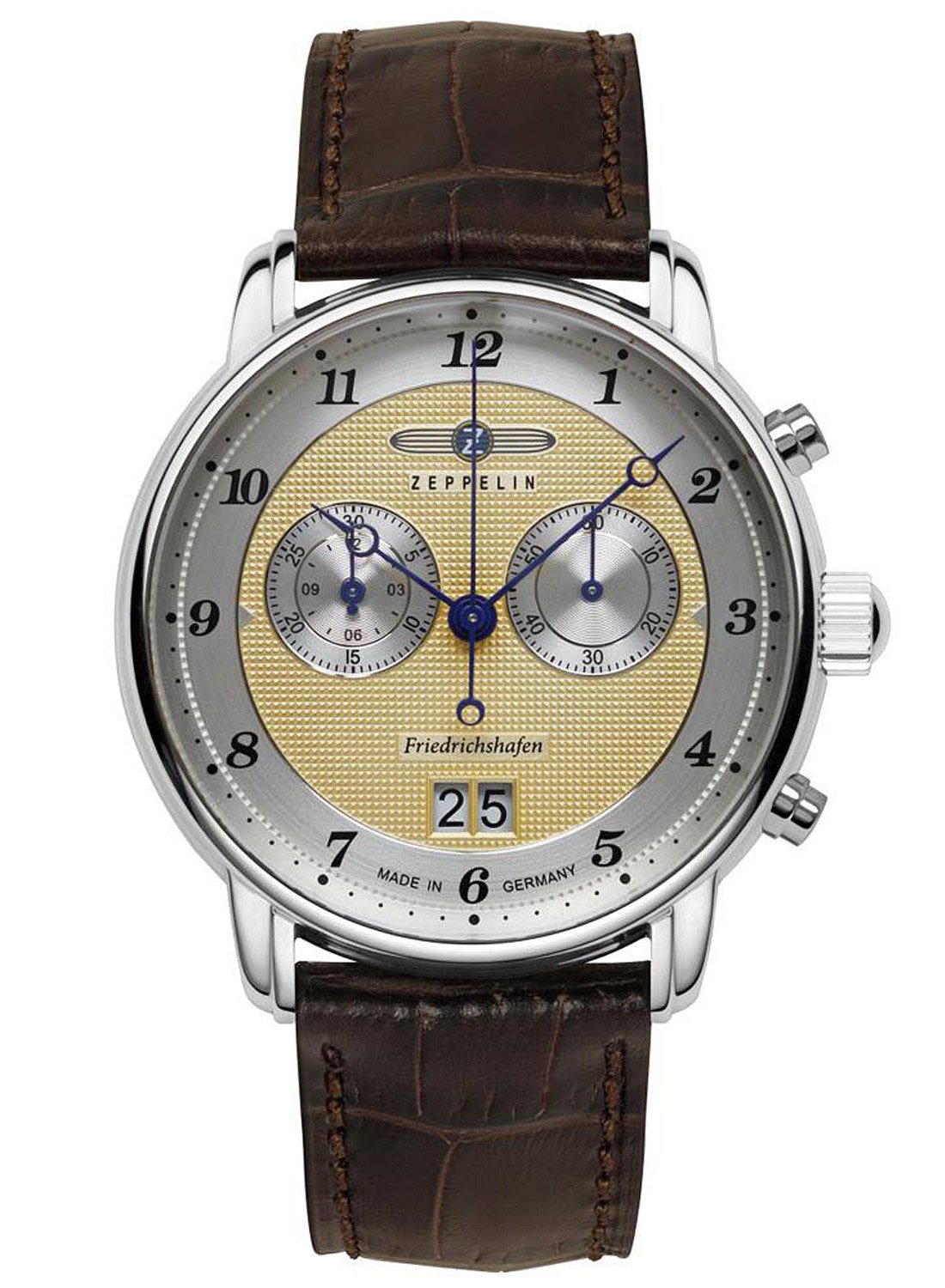 Zeppelin 8584-5 Herrenarmbanduhr Chronograph Friedrichshafen Braun/Goldfarben