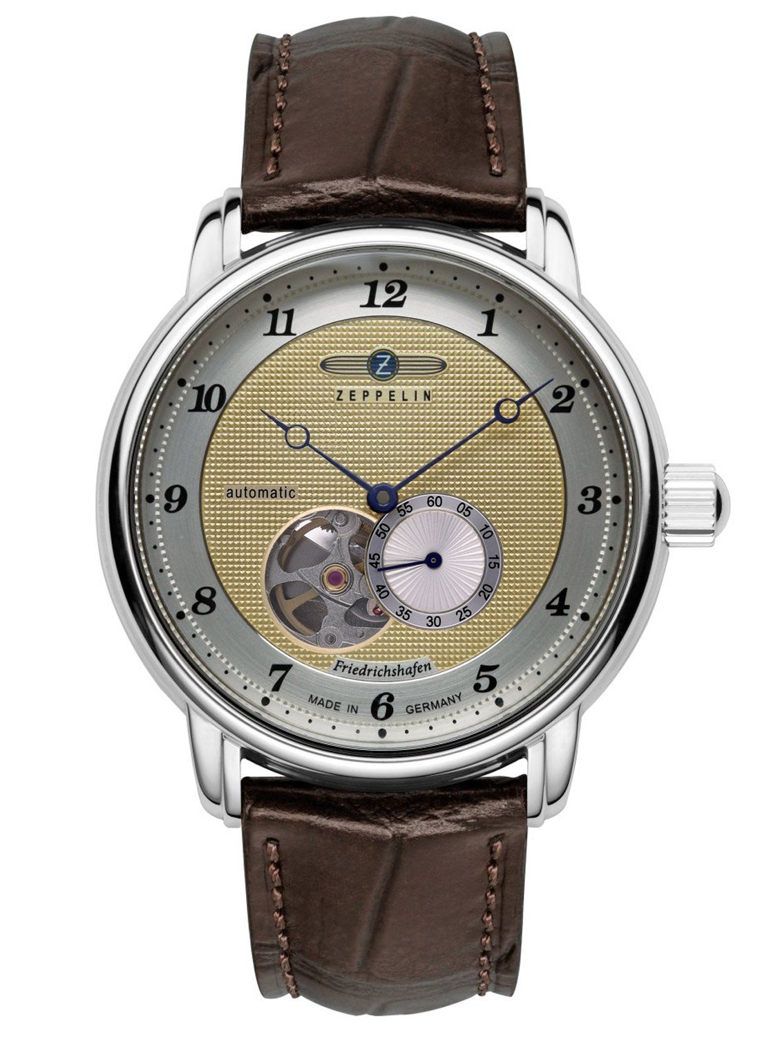 Zeppelin 8566-5 Herrenuhr Automatik Open Heart Friedrichshafen Braun/Goldfarben