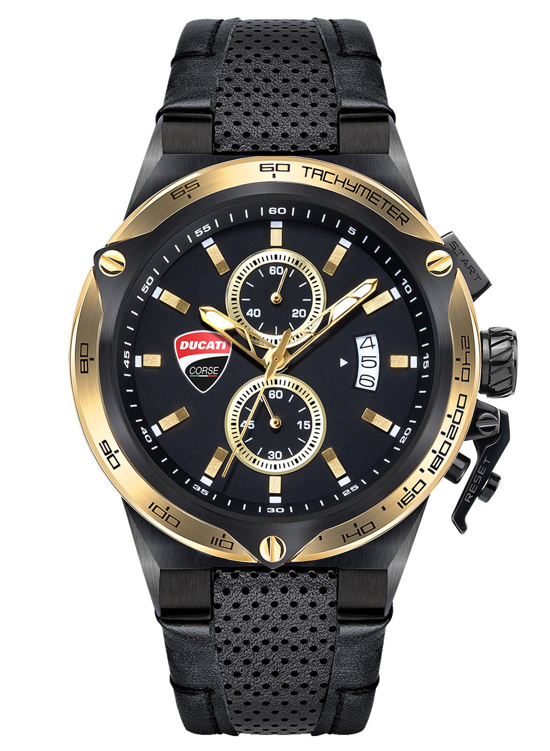Ducati DTWGC2019102 Herren-Armbanduhr Chronograph Schwarz/Goldfarben