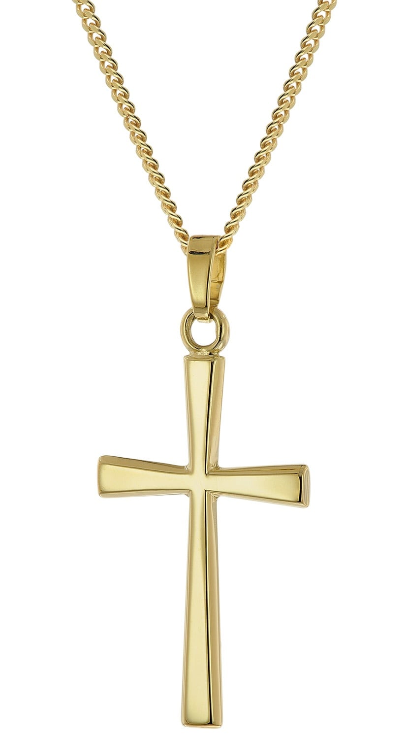 trendor 28163 Kreuz-Anhänger 585 Gold an vergoldeter Silberkette