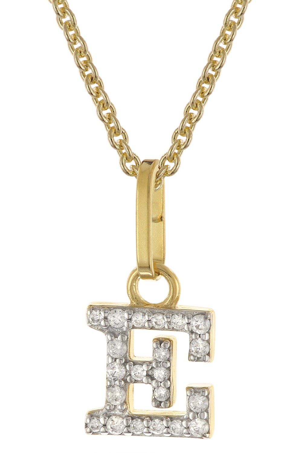trendor 28266-E Damen-Kette mit Buchstabe E Anhänger 925 Silber Vergoldet