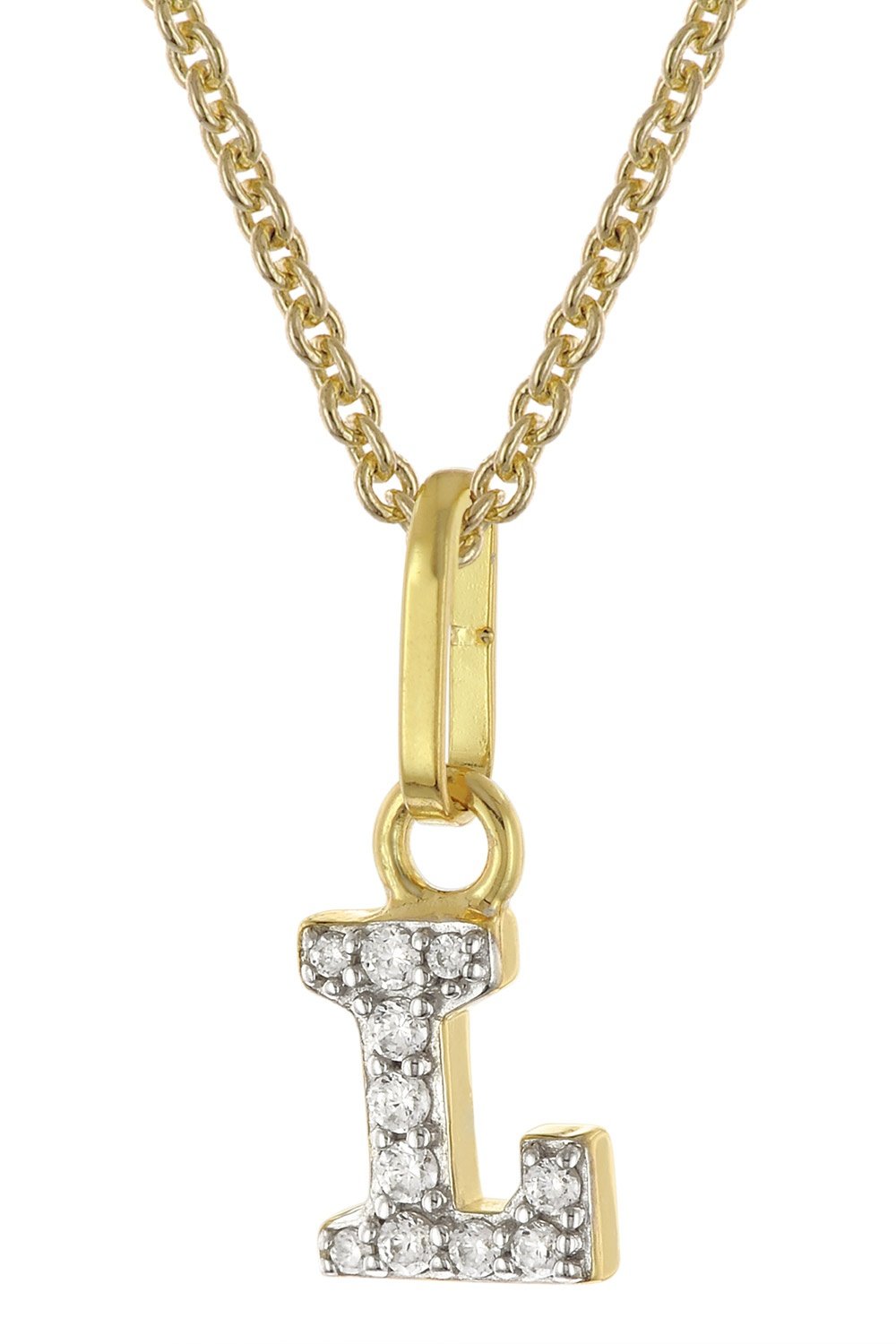 trendor 28266-L Damen-Kette mit Buchstabe L Anhänger 925 Silber Vergoldet