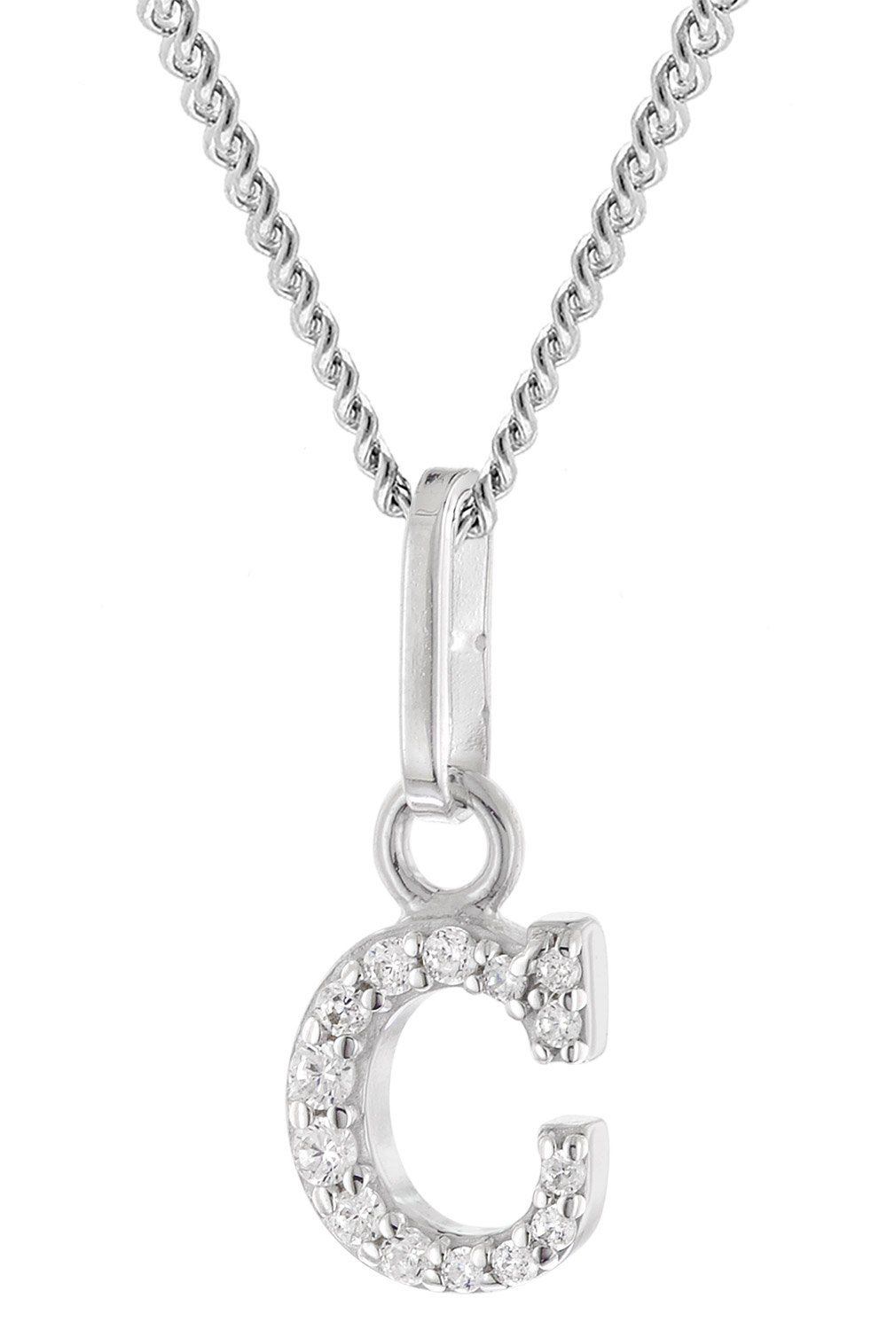 trendor 28240-C Damen-Kette mit Buchstabe C Anhänger 925 Silber Rhodiniert