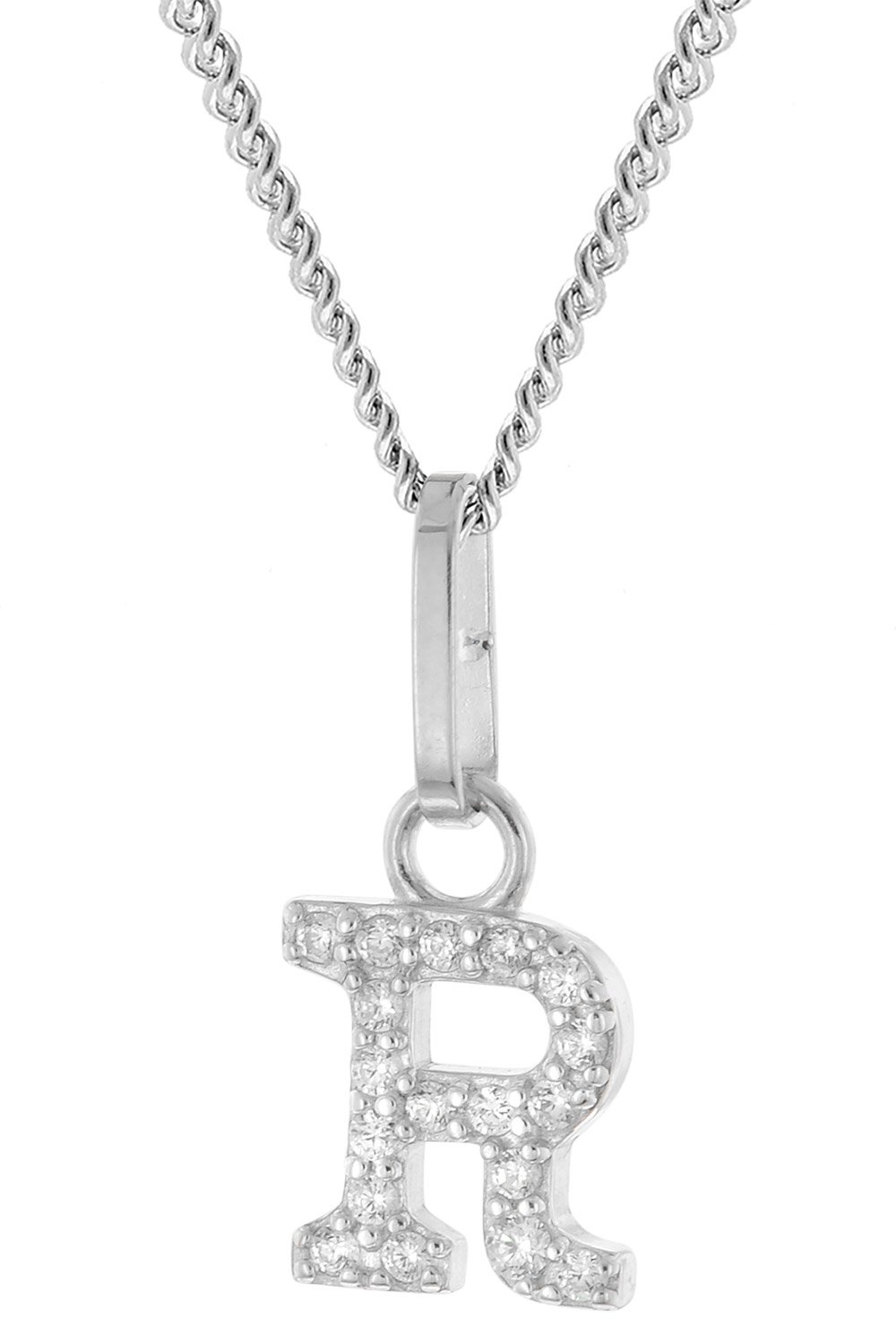 trendor 28240-R Damen-Kette mit Buchstabe R Anhänger 925 Silber Rhodiniert